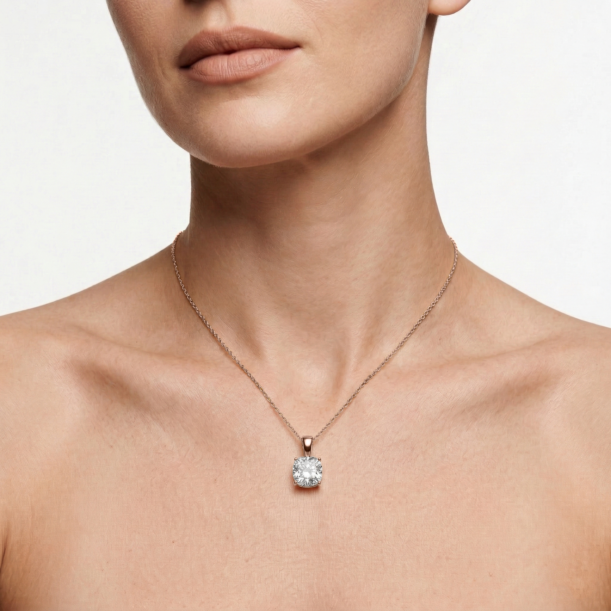Lovea Solitär Anhänger – Kissenschliff – Roségold