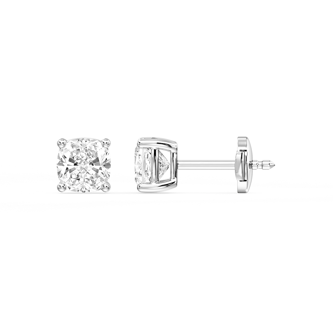 Lovea Classic Ohrstecker Sicherheitsverschluss – Kissenschliff – Weißgold
