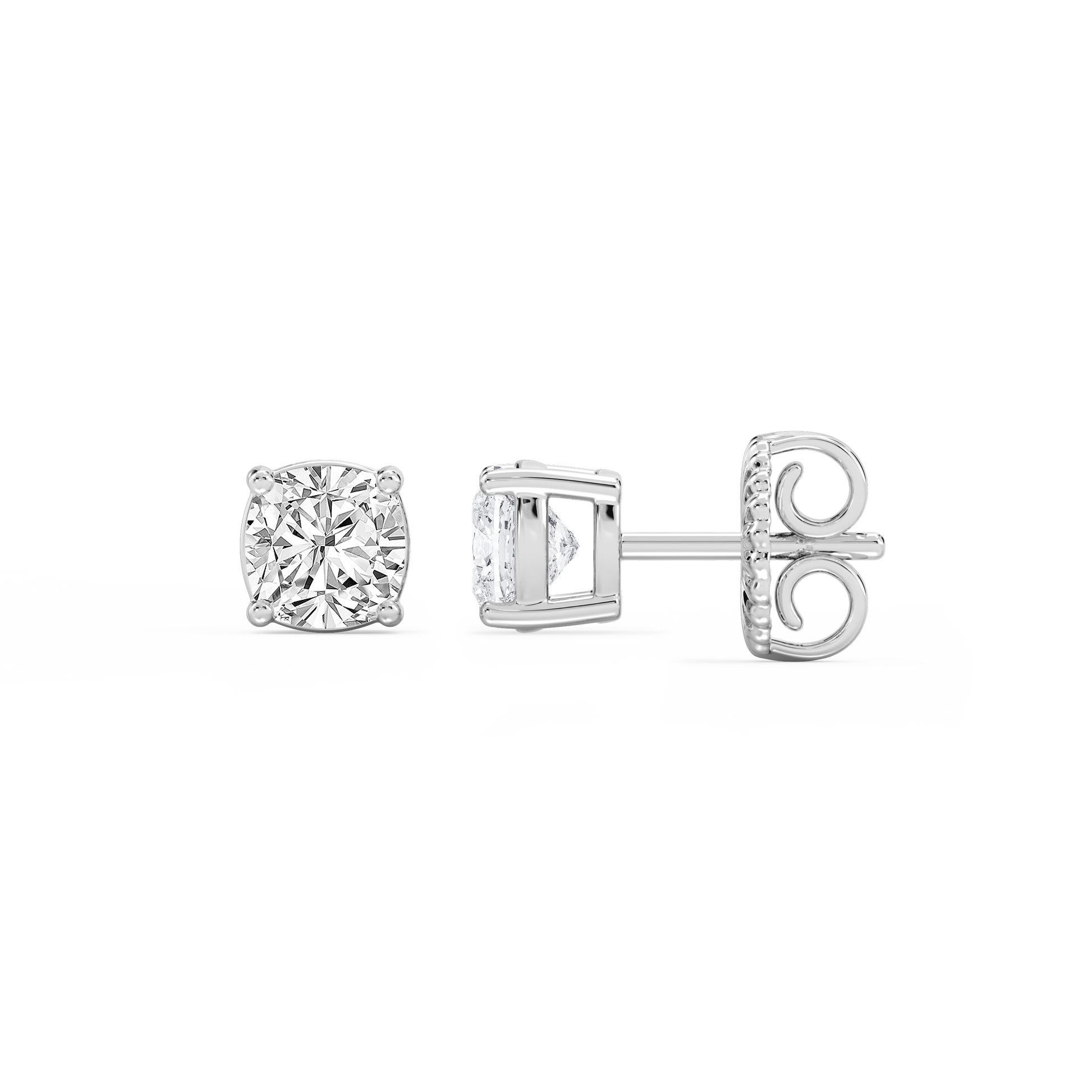 Lovea Classic Ohrstecker Steckverschluss – Kissenschliff – Weißgold