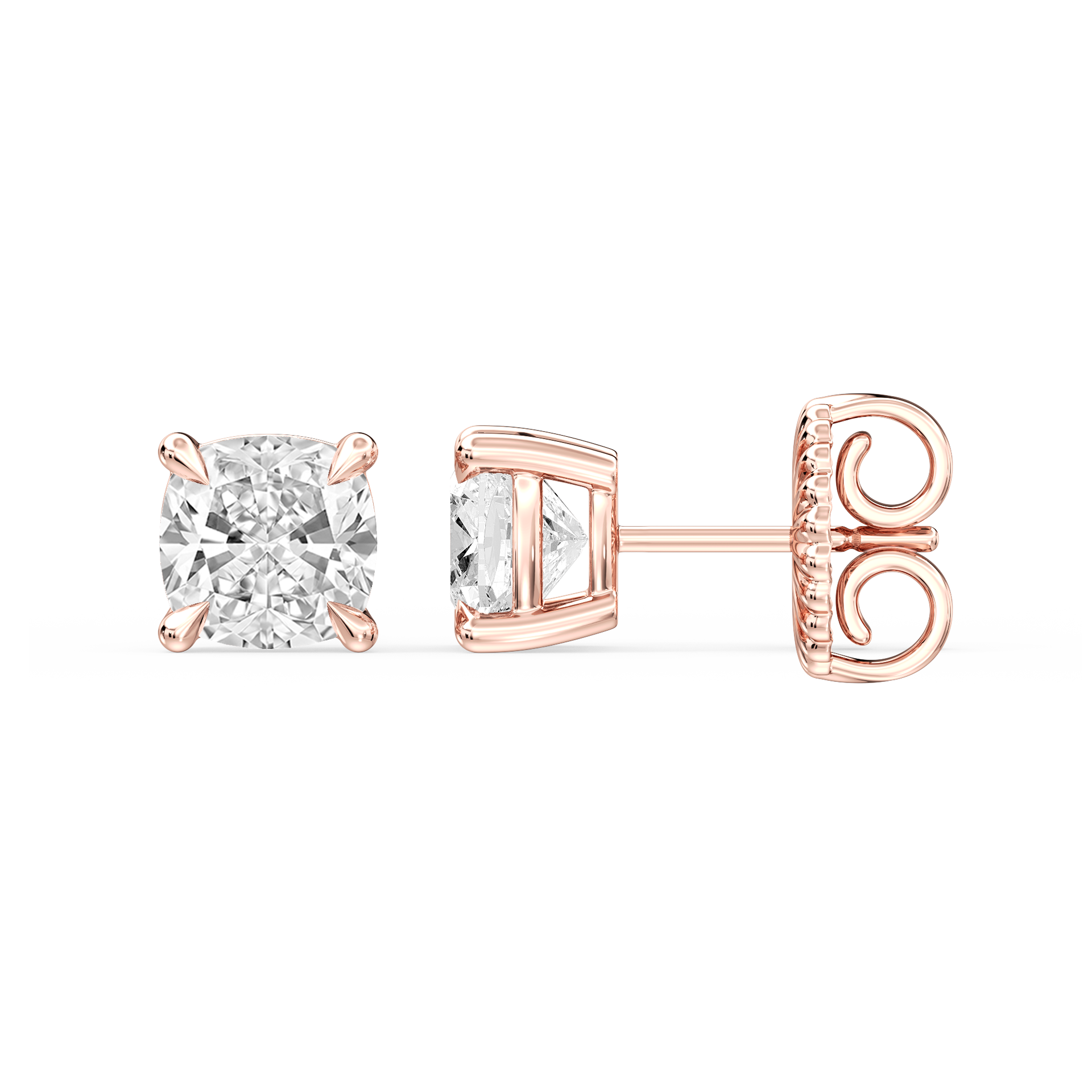 Lovea Claw Ohrstecker Steckverschluss – Kissenschliff – Roségold
