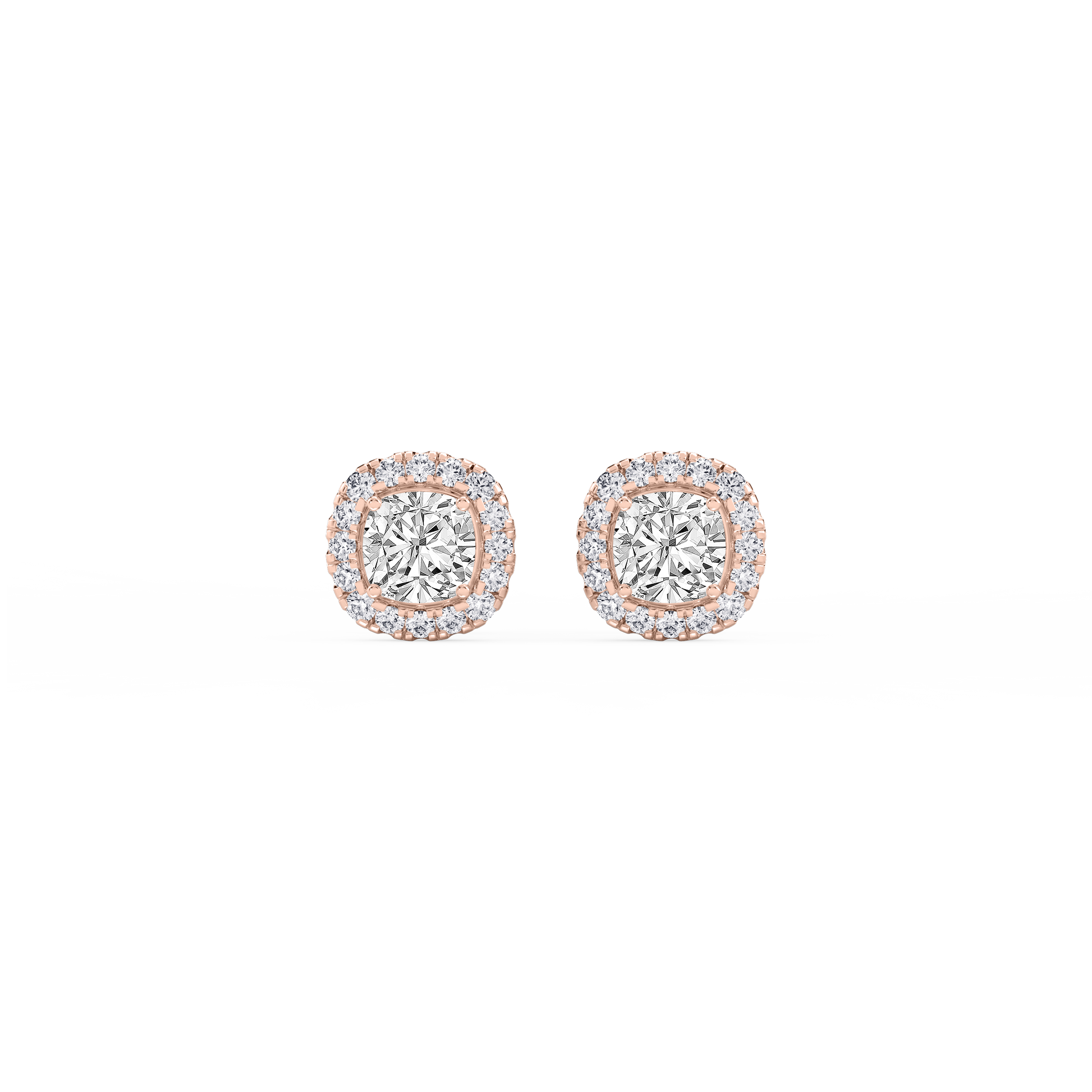 Lovea Halo Ohrstecker – Kissenschliff – Roségold