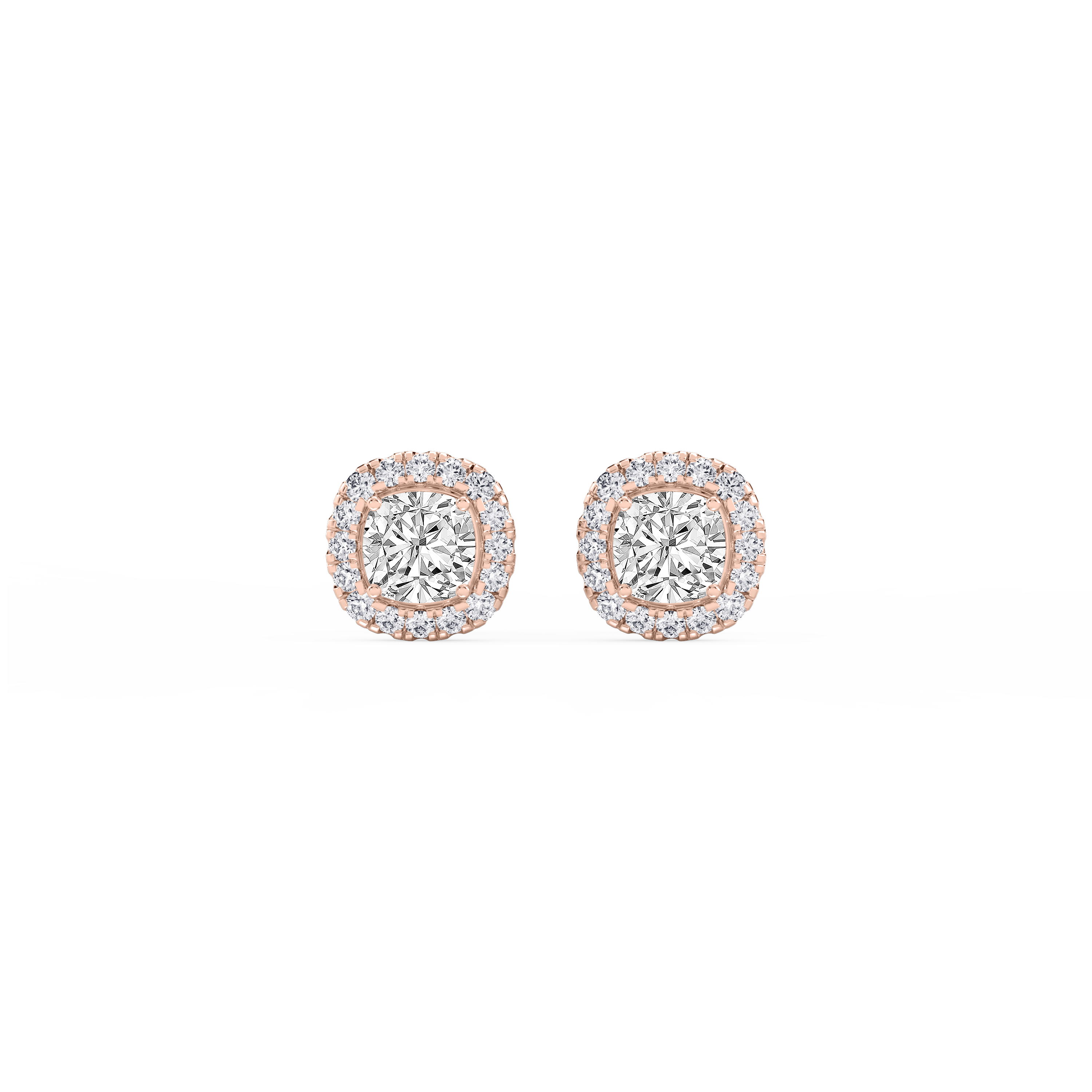 Lovea Halo Ohrstecker – Kissenschliff – Roségold
