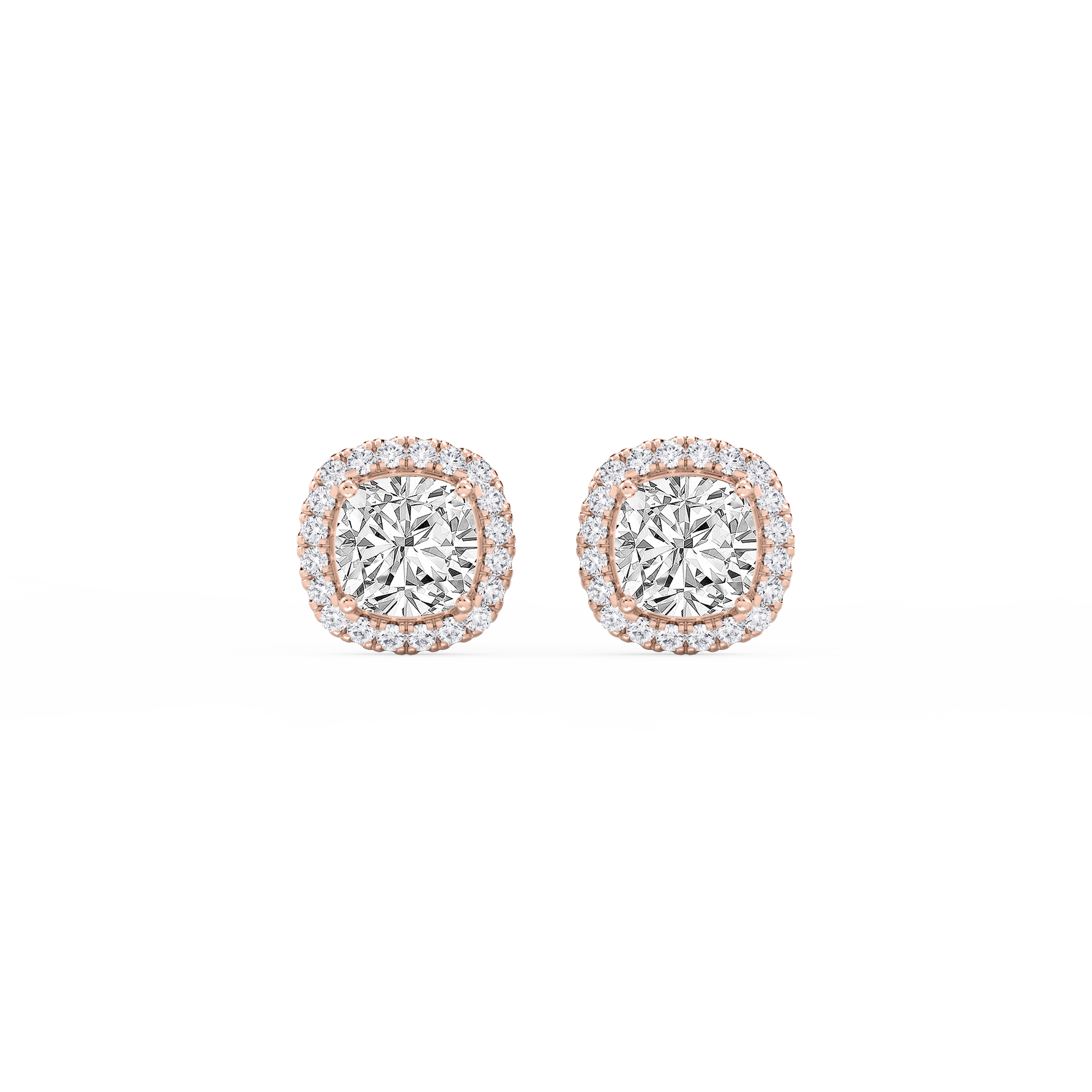 Lovea Halo Ohrstecker – Kissenschliff – Roségold