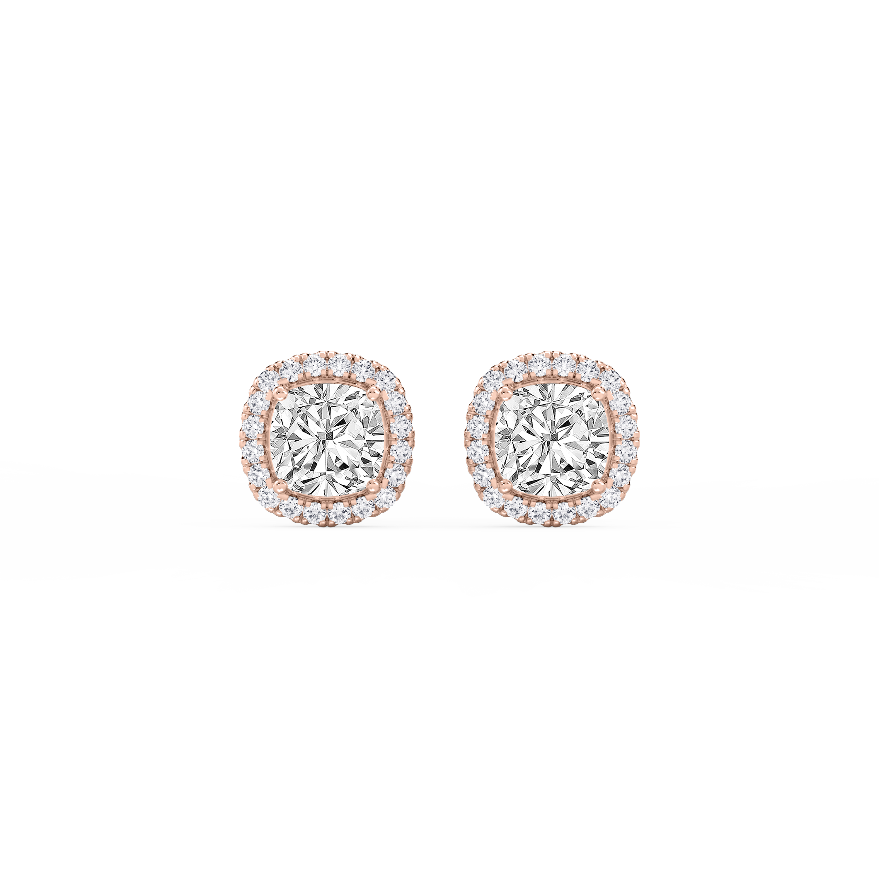 Lovea Halo Ohrstecker – Kissenschliff – Roségold