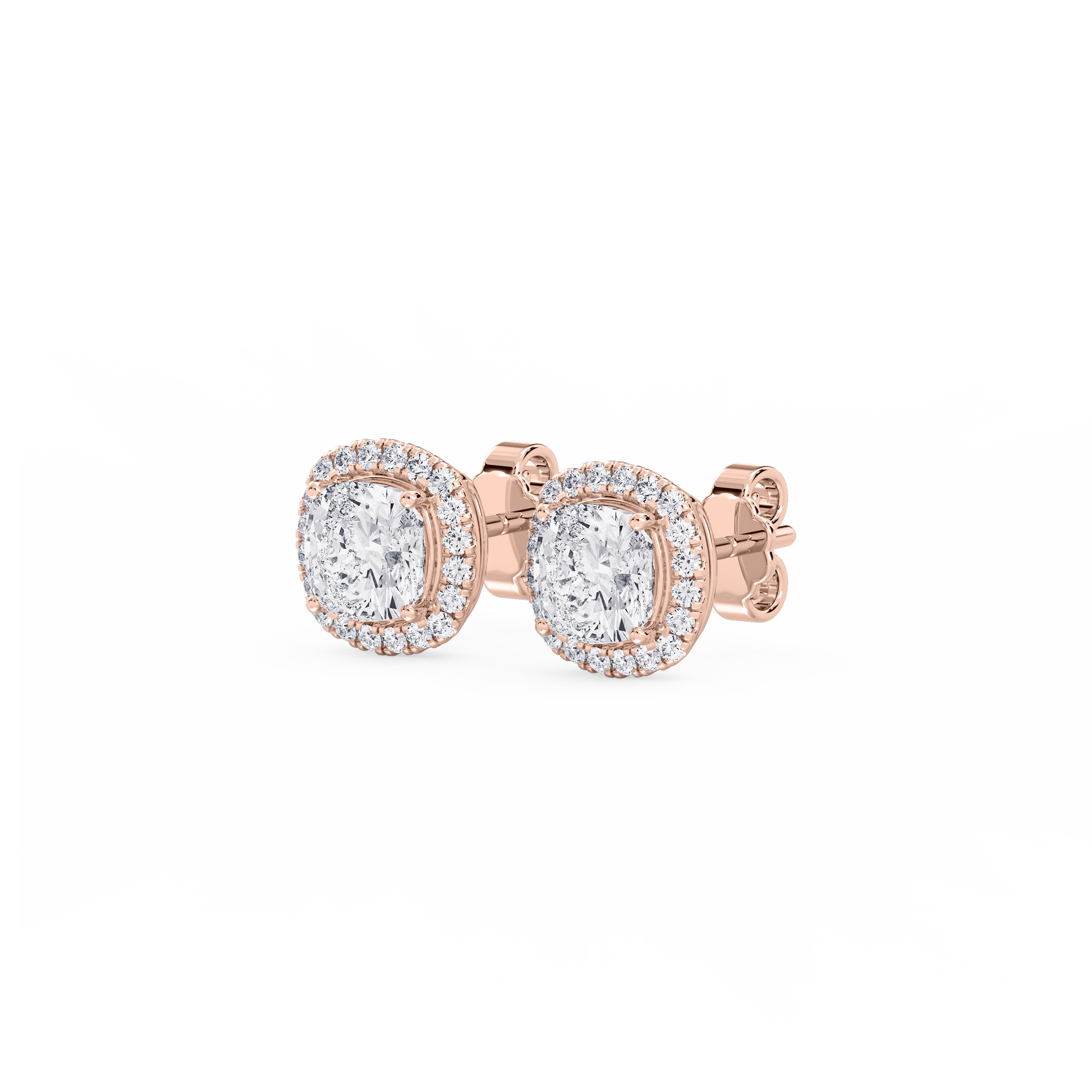 Lovea Halo Ohrstecker – Kissenschliff – Roségold