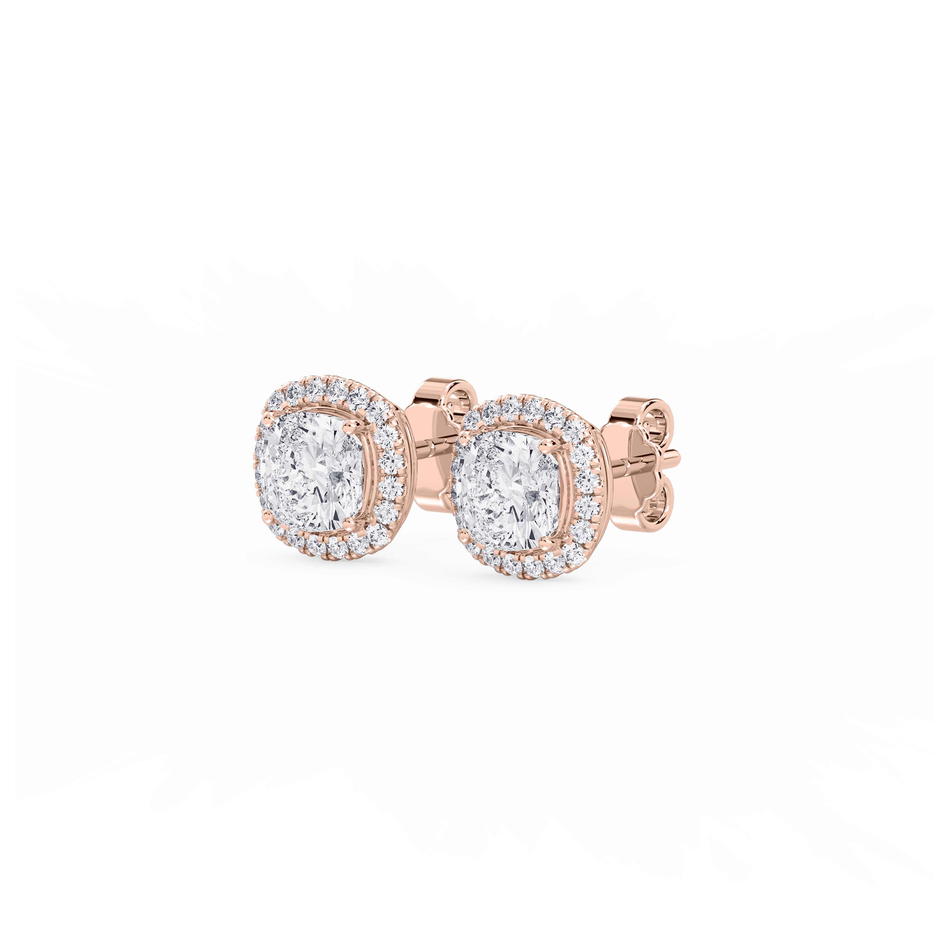Lovea Halo Ohrstecker – Kissenschliff – Roségold
