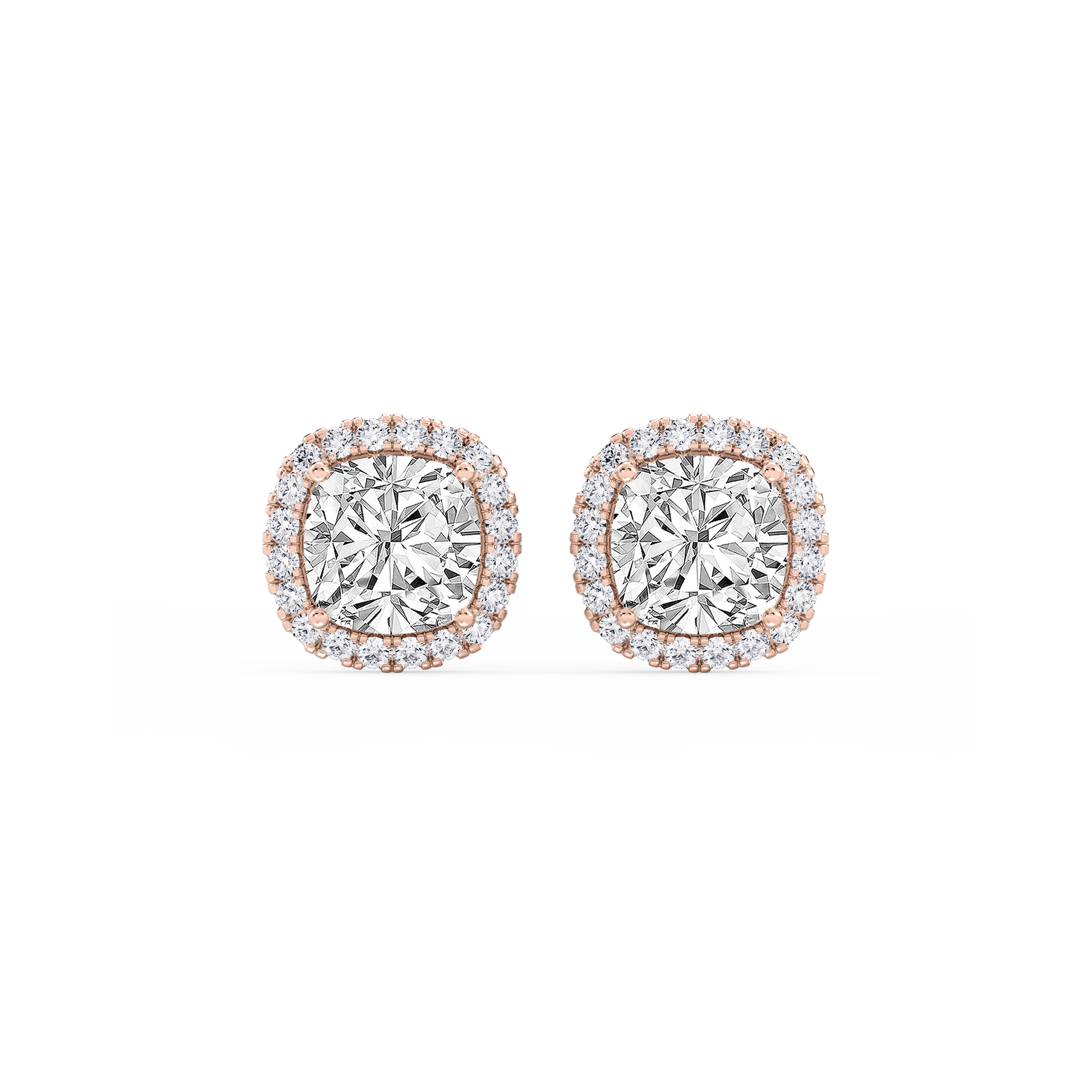 Lovea Halo Ohrstecker – Kissenschliff – Roségold