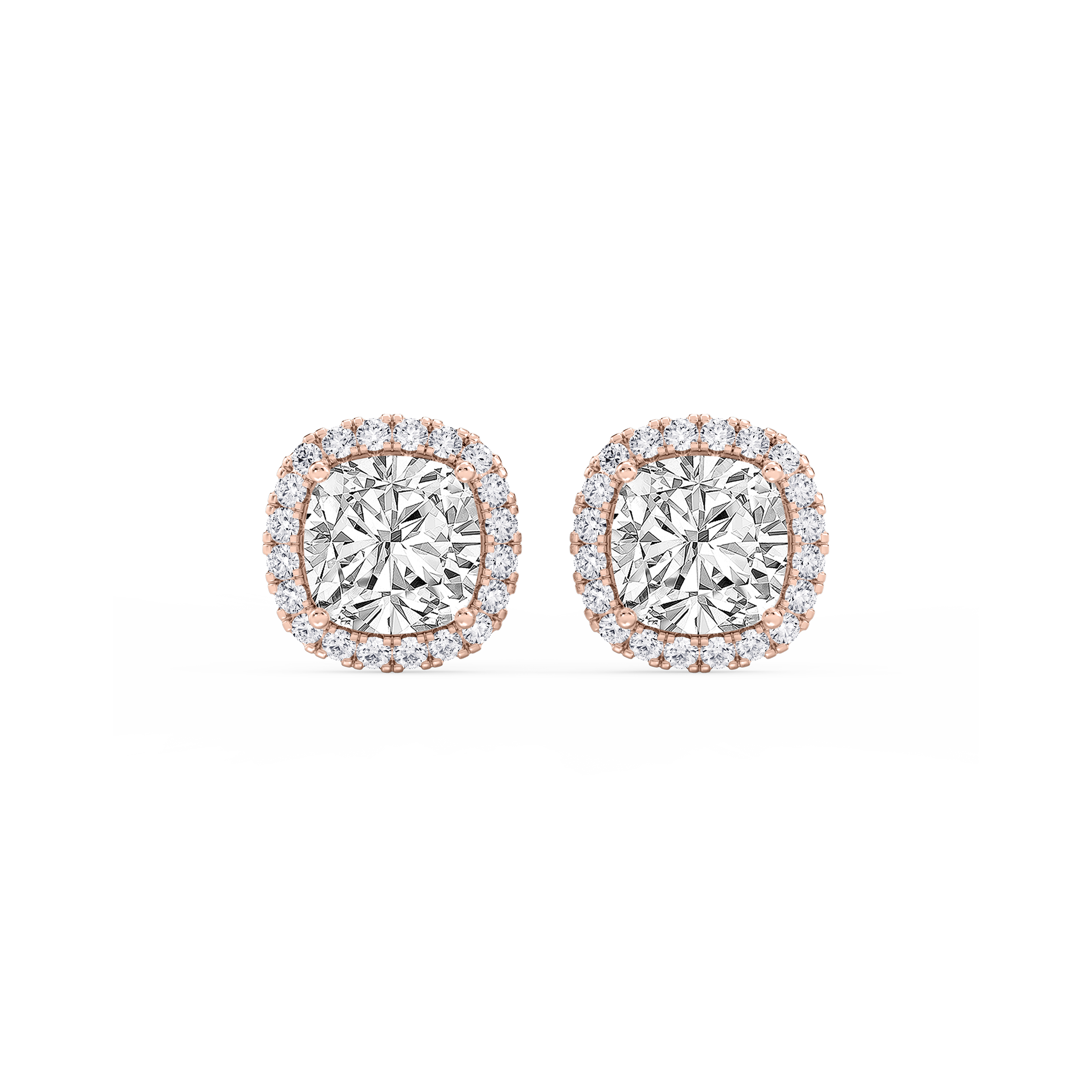 Lovea Halo Ohrstecker – Kissenschliff – Roségold