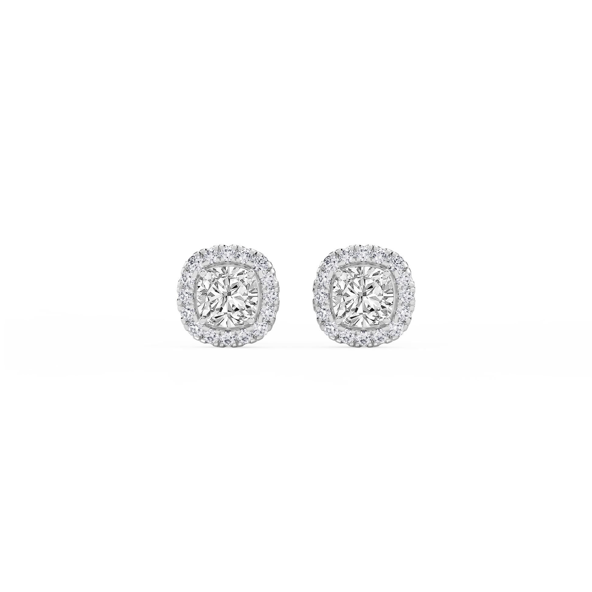 Lovea Halo Ohrstecker – Kissenschliff – Weißgold