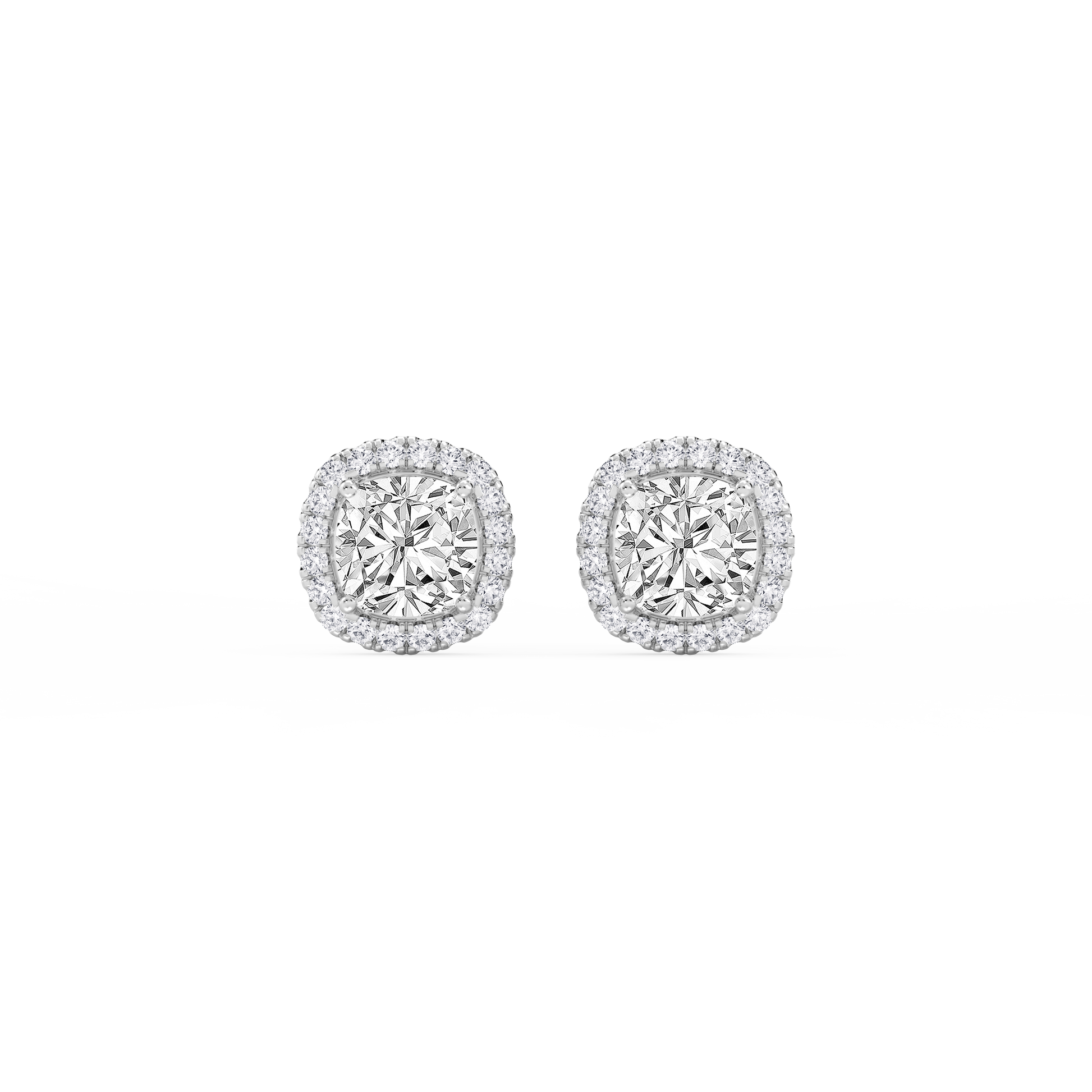 Lovea Halo Ohrstecker – Kissenschliff – Weißgold