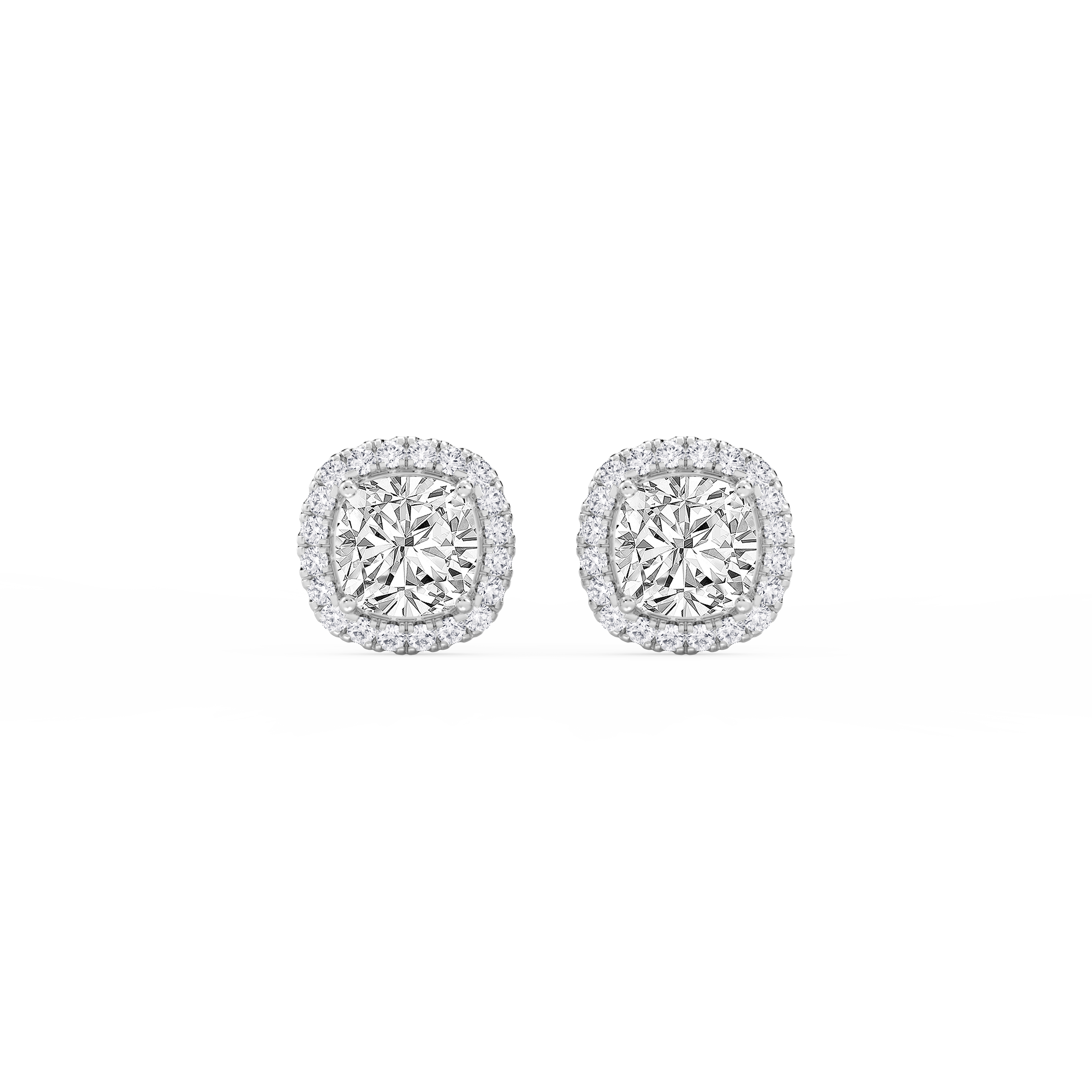 Lovea Halo Ohrstecker – Kissenschliff – Weißgold