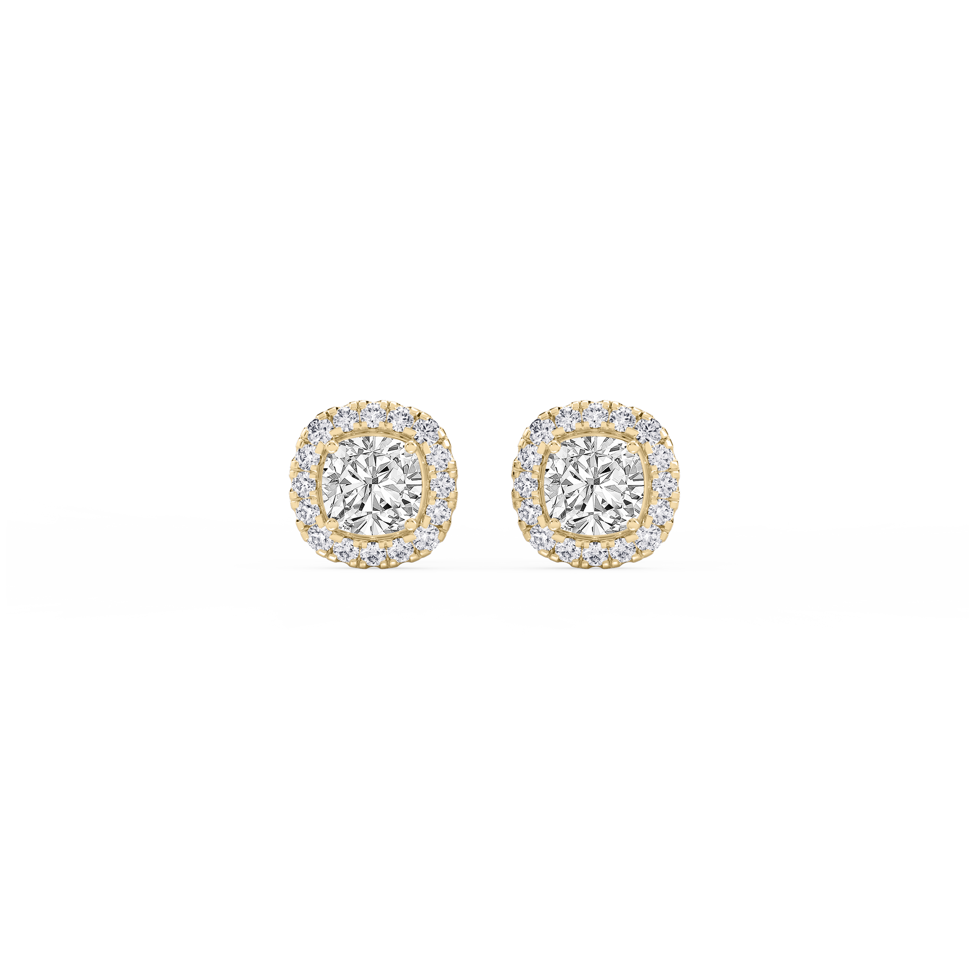 Lovea Halo Ohrstecker – Kissenschliff – Gelbgold