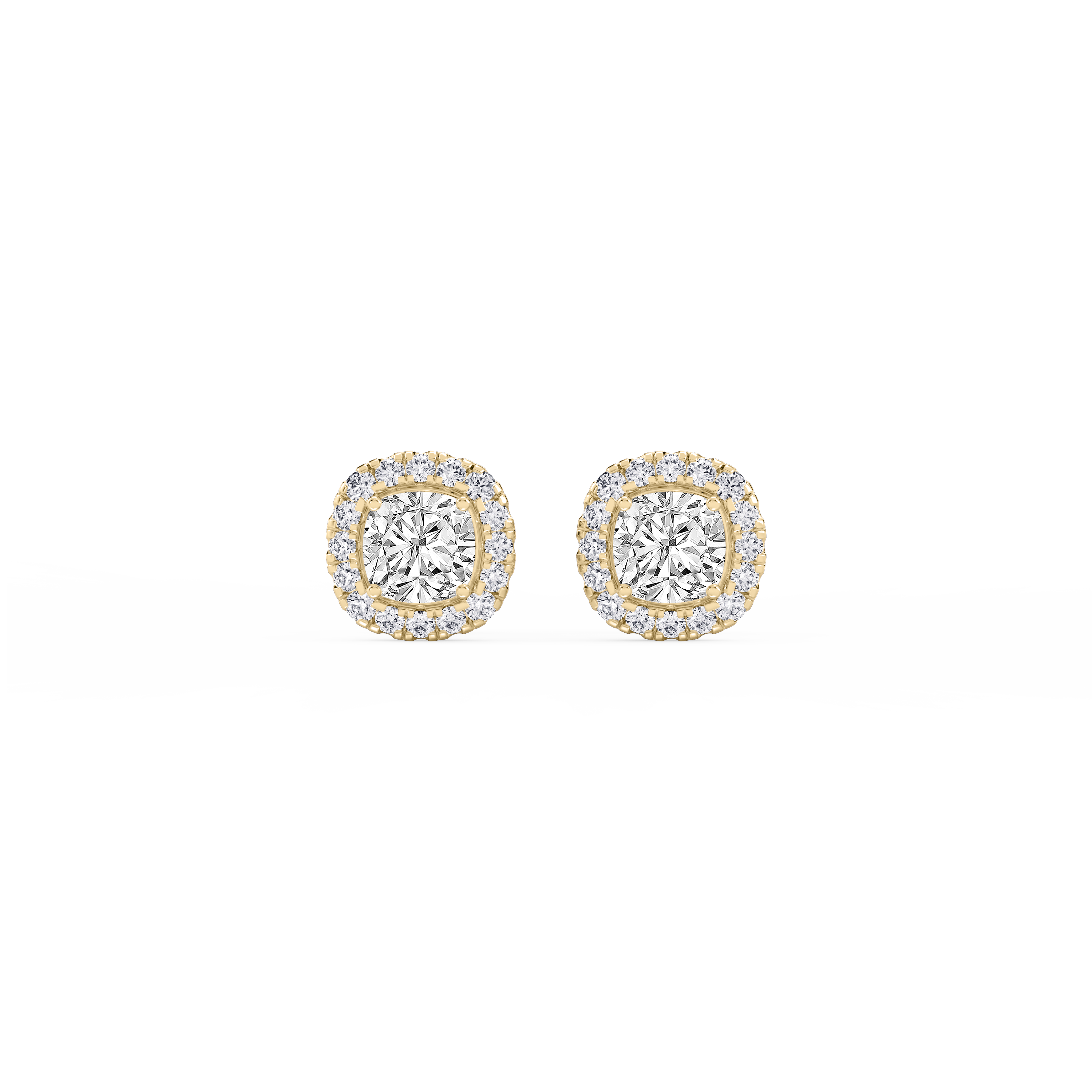 Lovea Halo Ohrstecker – Kissenschliff – Gelbgold