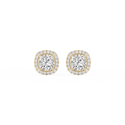 Lovea Halo Ohrstecker – Kissenschliff – Gelbgold