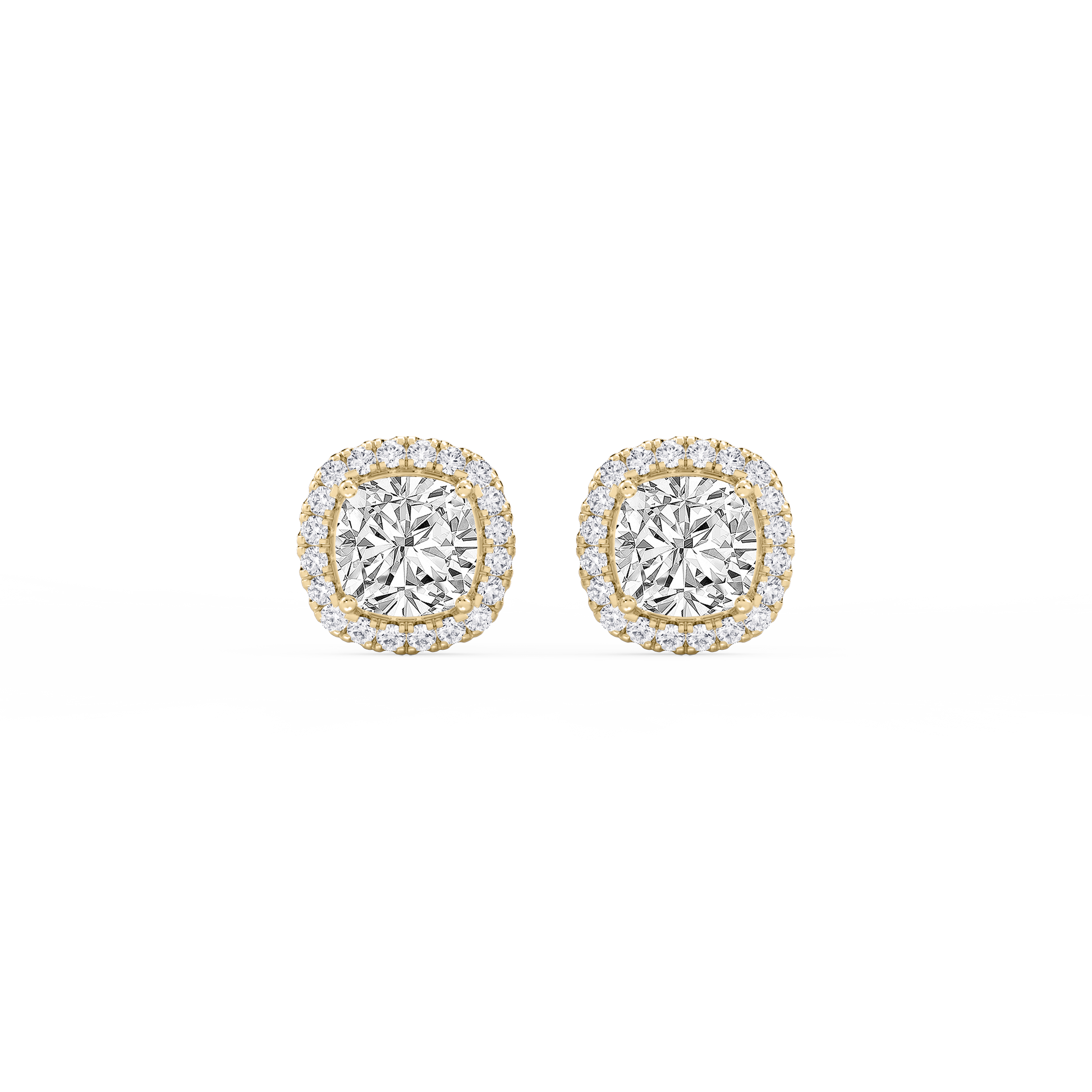 Lovea Halo Ohrstecker – Kissenschliff – Gelbgold