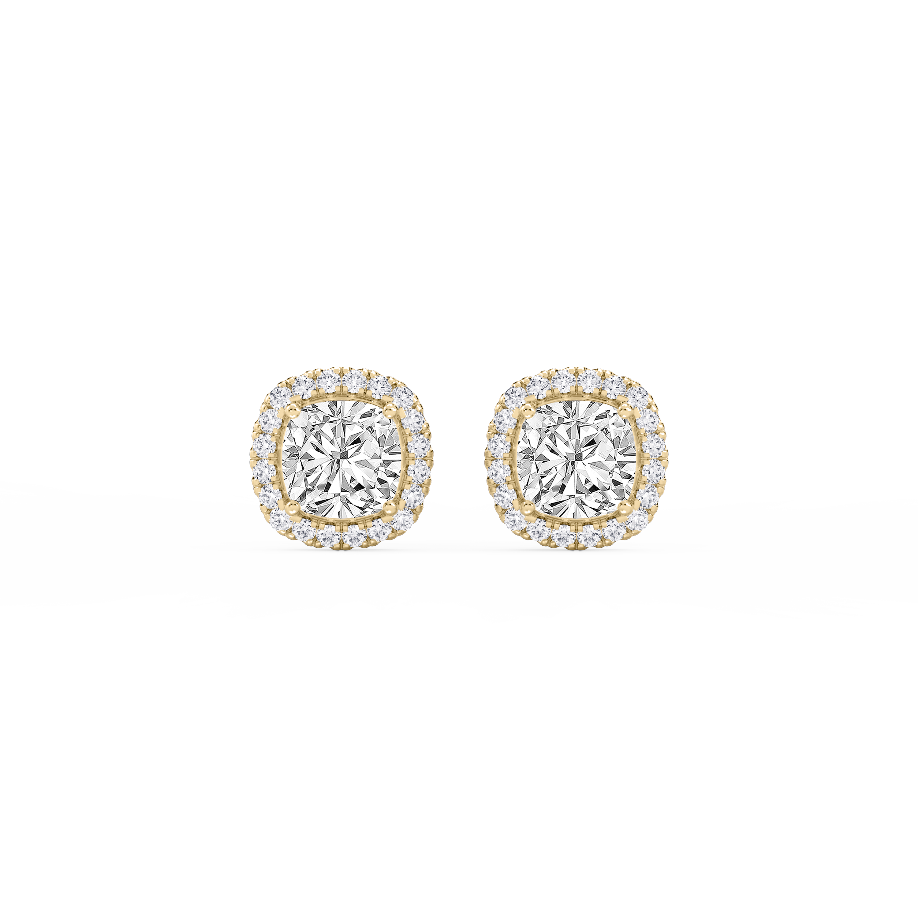 Lovea Halo Ohrstecker – Kissenschliff – Gelbgold