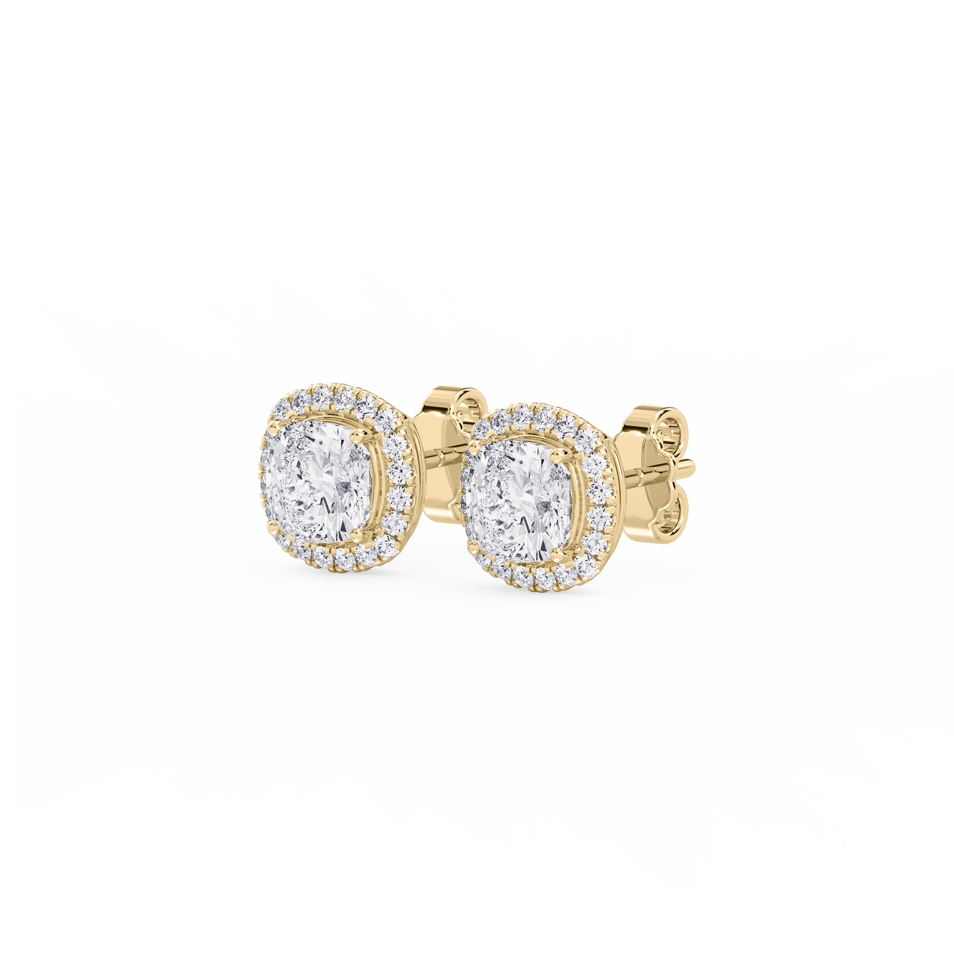 Lovea Halo Ohrstecker – Kissenschliff – Gelbgold