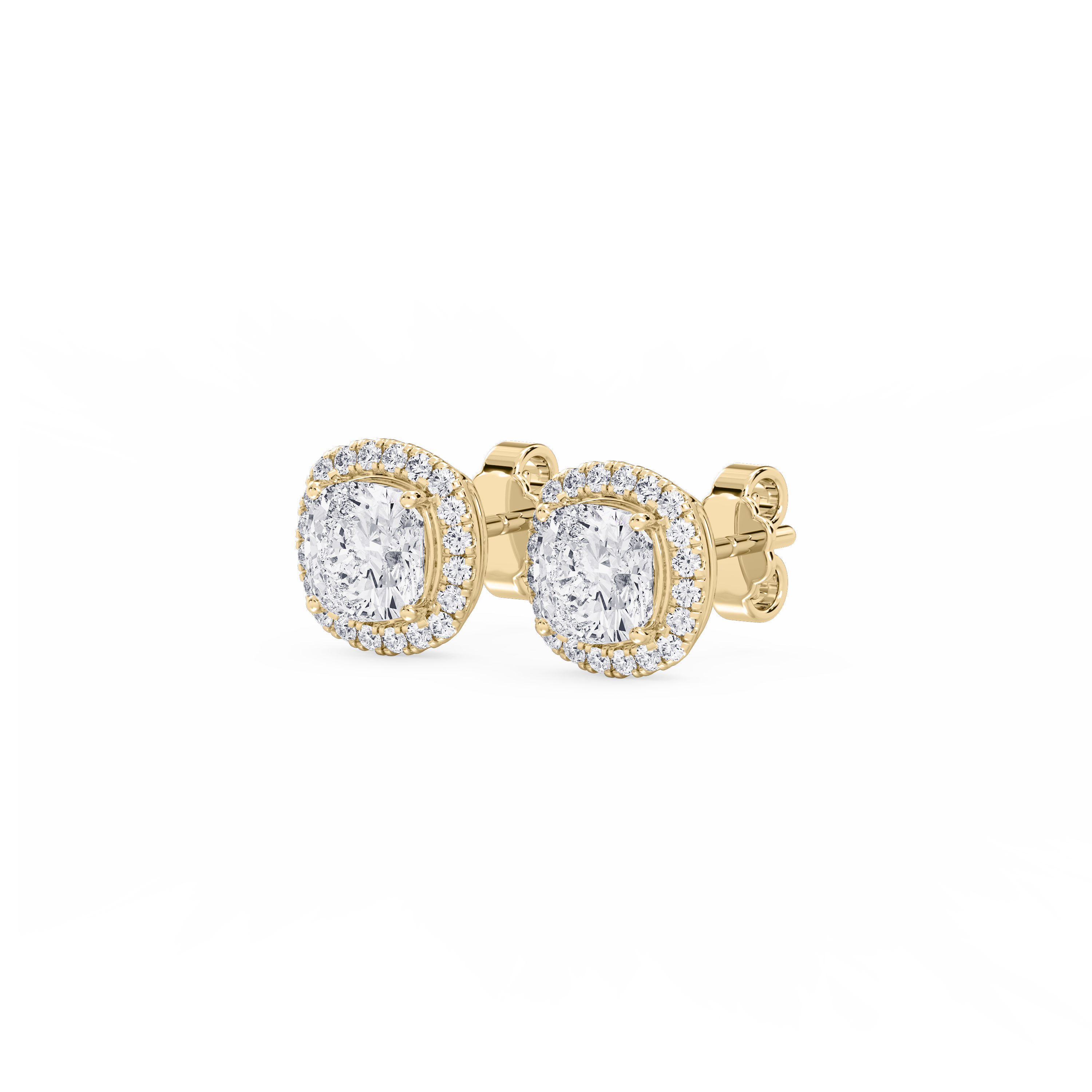 Lovea Halo Ohrstecker – Kissenschliff – Gelbgold
