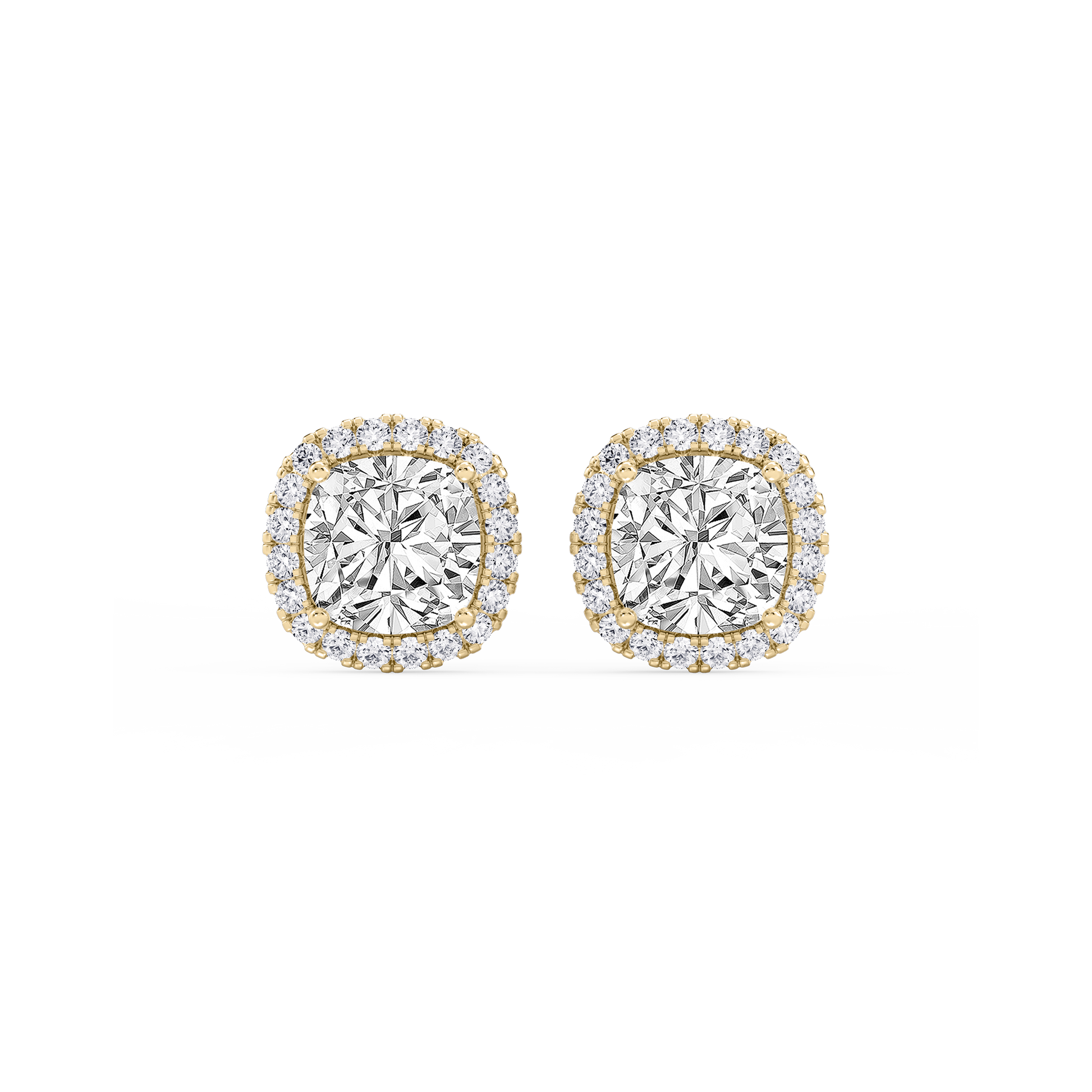 Lovea Halo Ohrstecker – Kissenschliff – Gelbgold