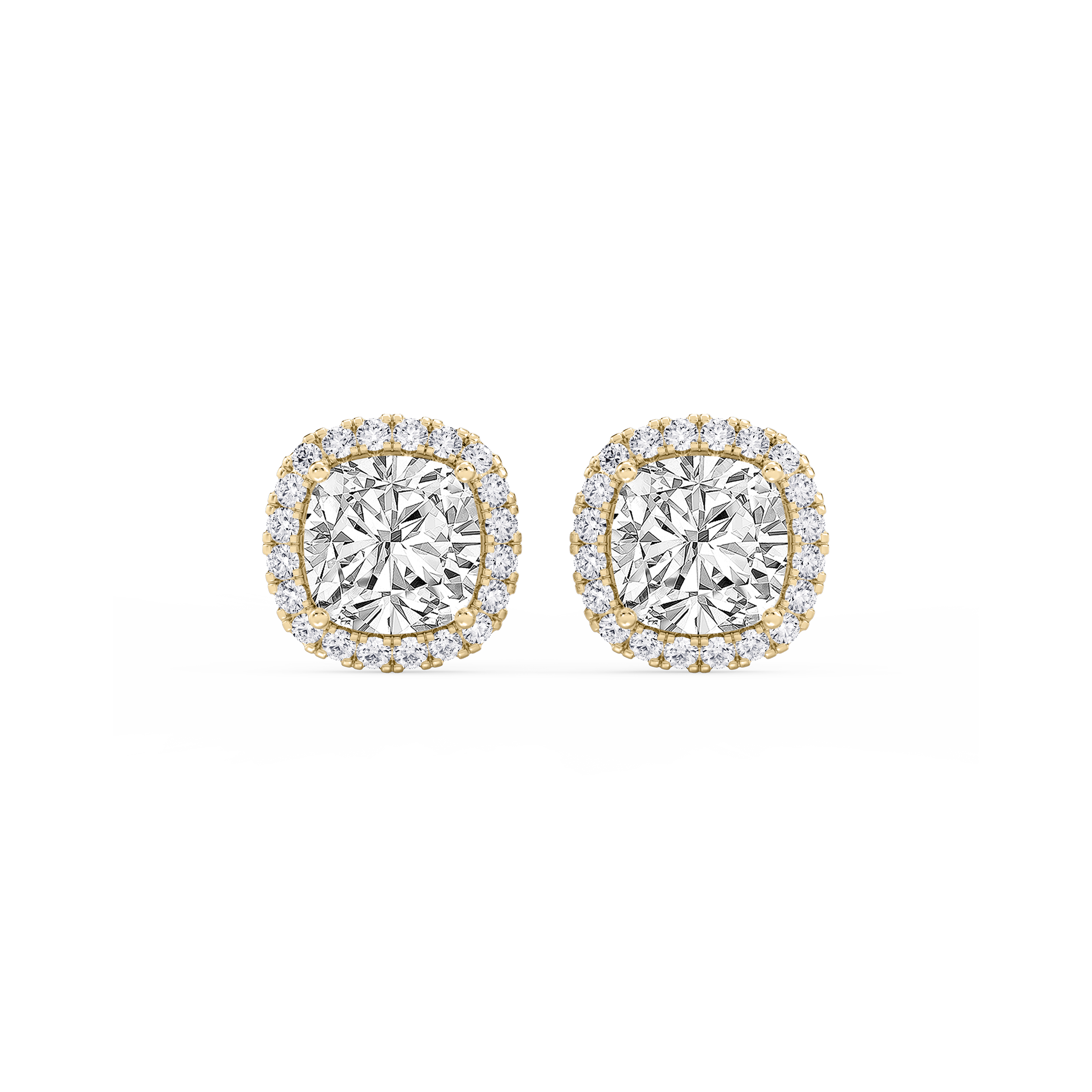 Lovea Halo Ohrstecker – Kissenschliff – Gelbgold