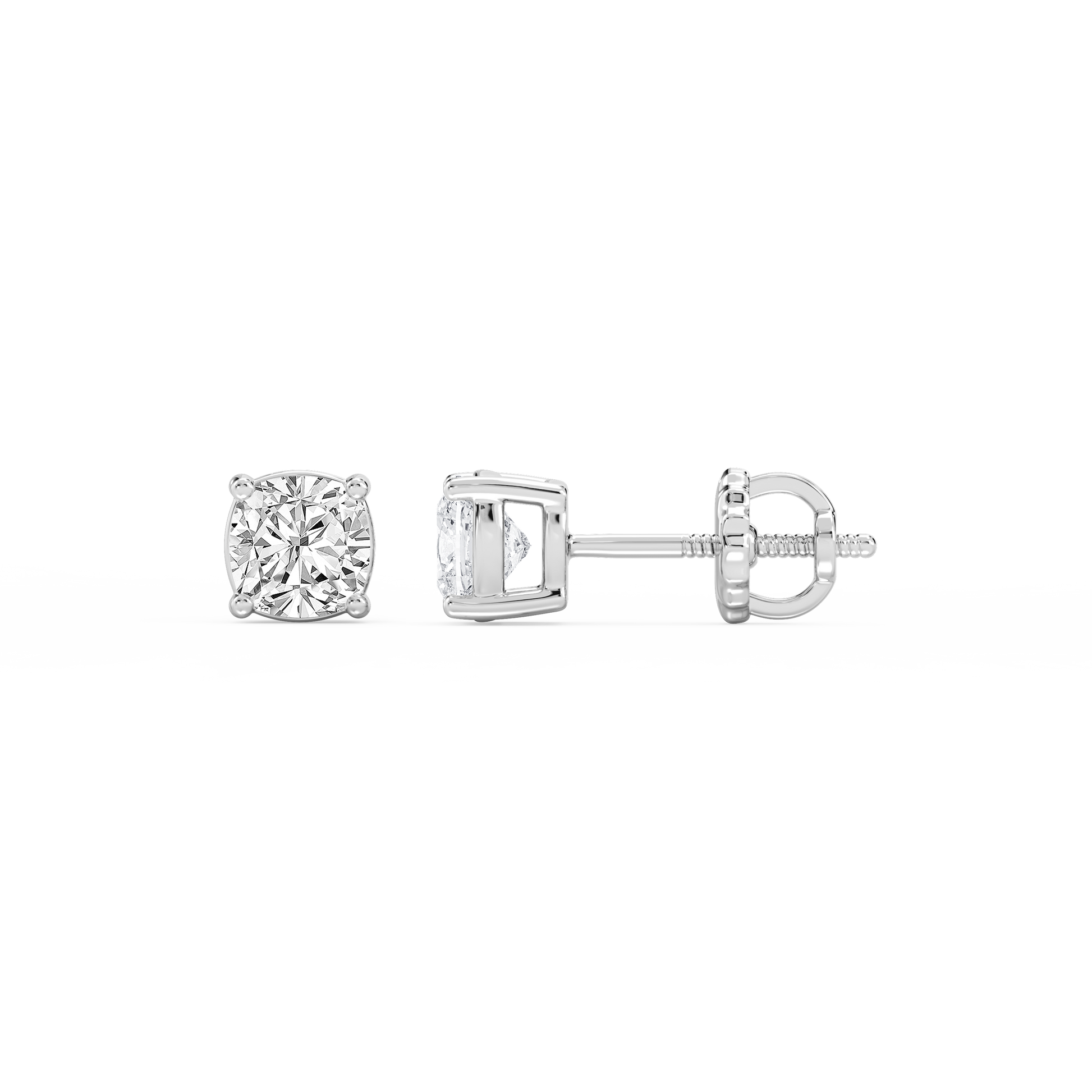 Lovea Classic Ohrstecker Schraubverschluss – Kissenschliff – Weißgold