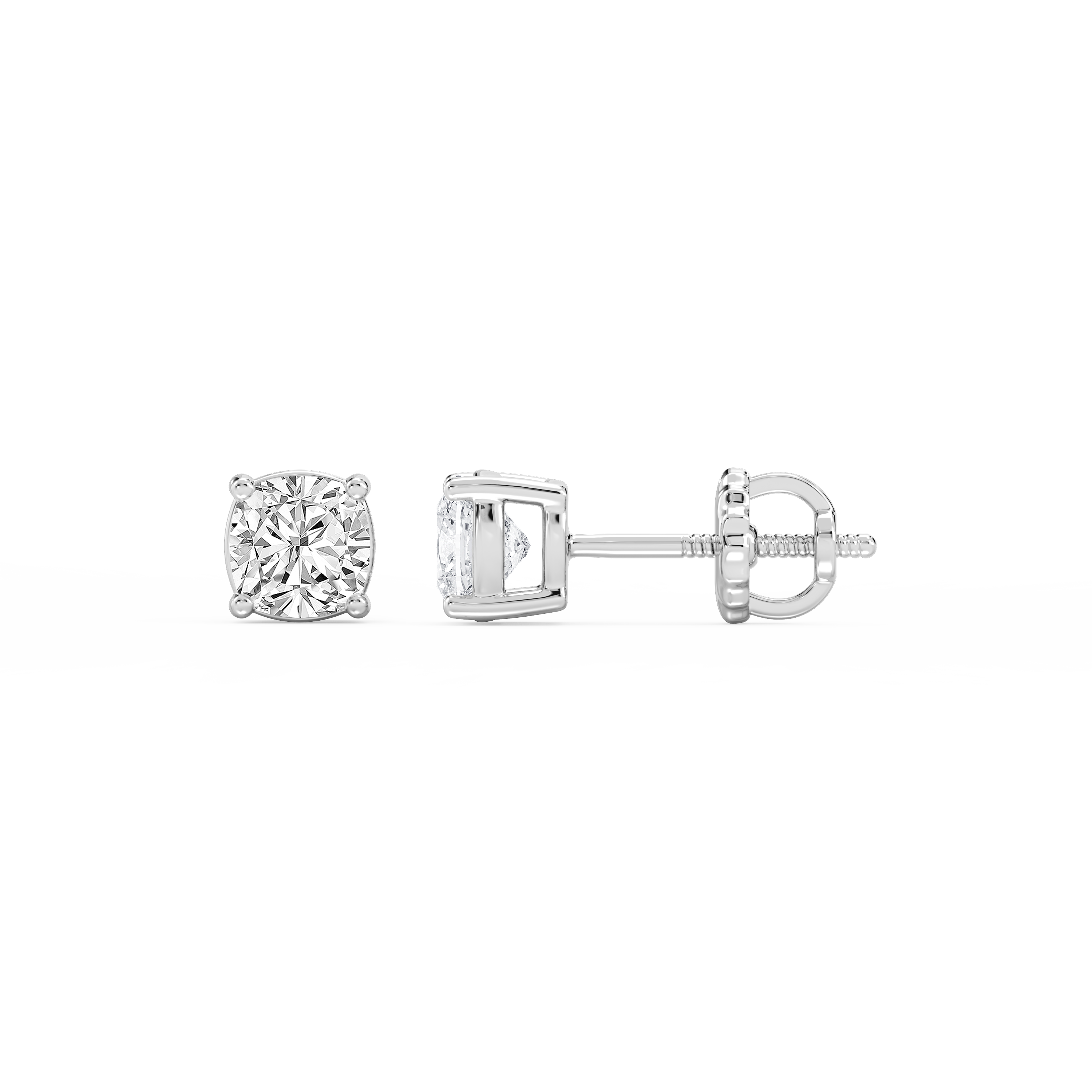 Lovea Classic Ohrstecker Schraubverschluss – Kissenschliff – Weißgold