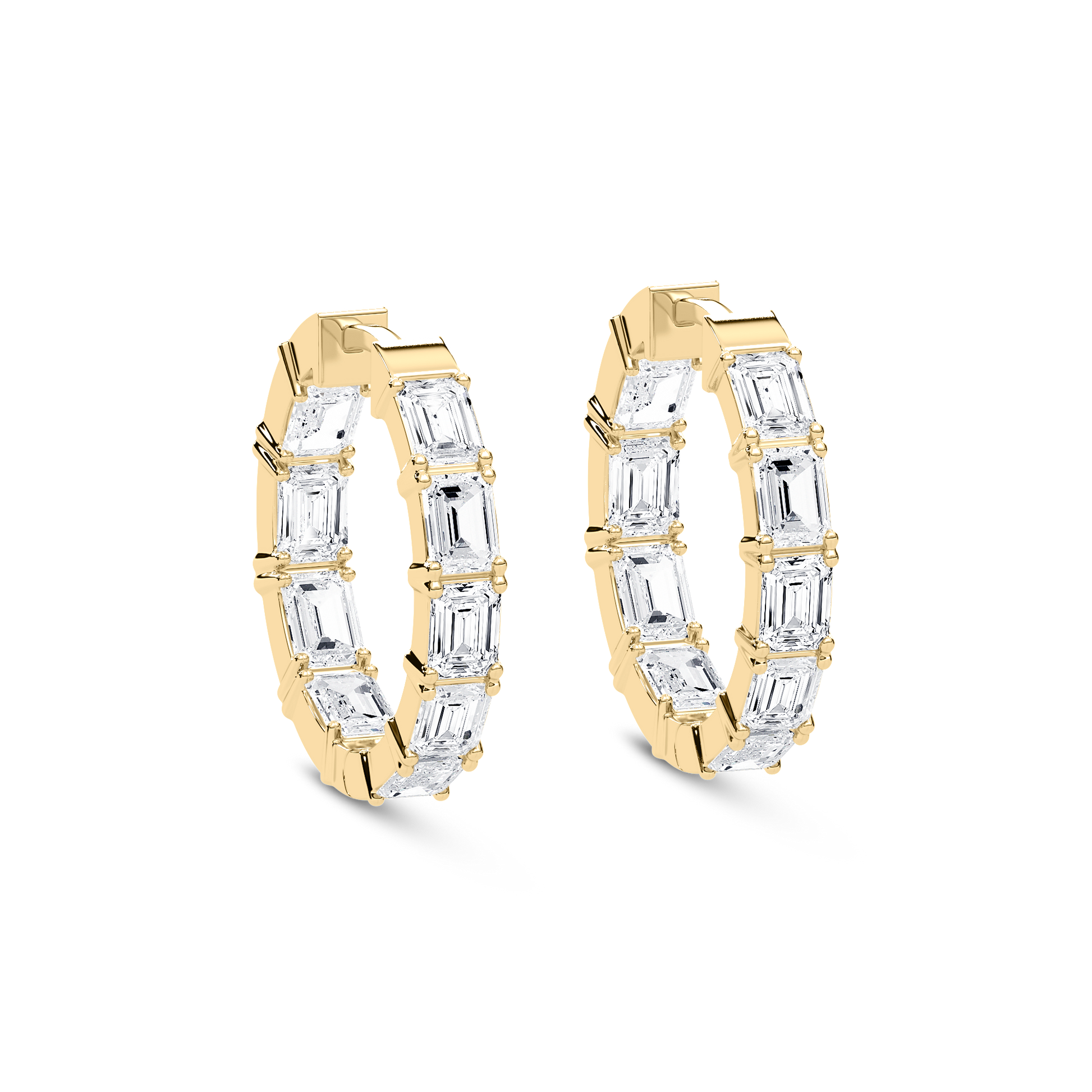 Lovea Inside-Out Creolen Ost-West – Smaragdschliff – Gelbgold
