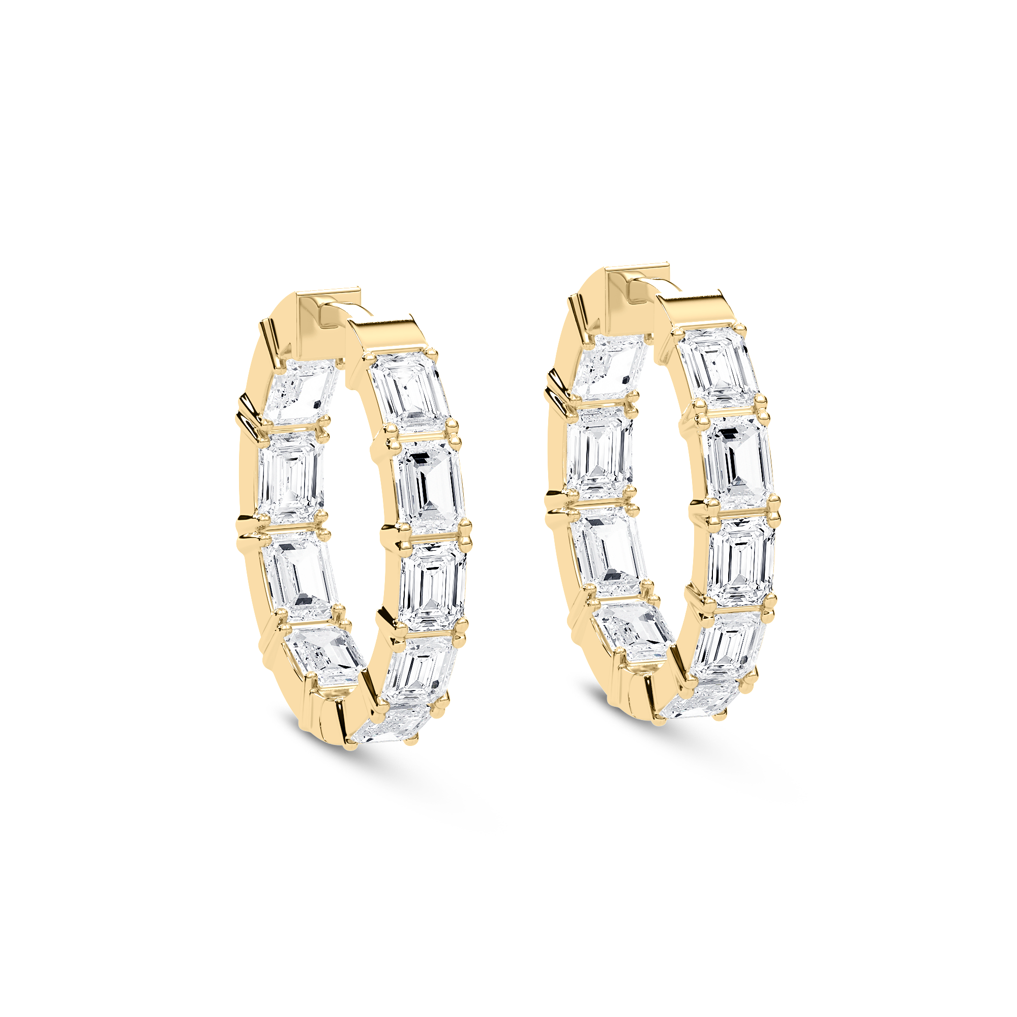 Lovea Inside-Out Creolen Ost-West – Smaragdschliff – Gelbgold