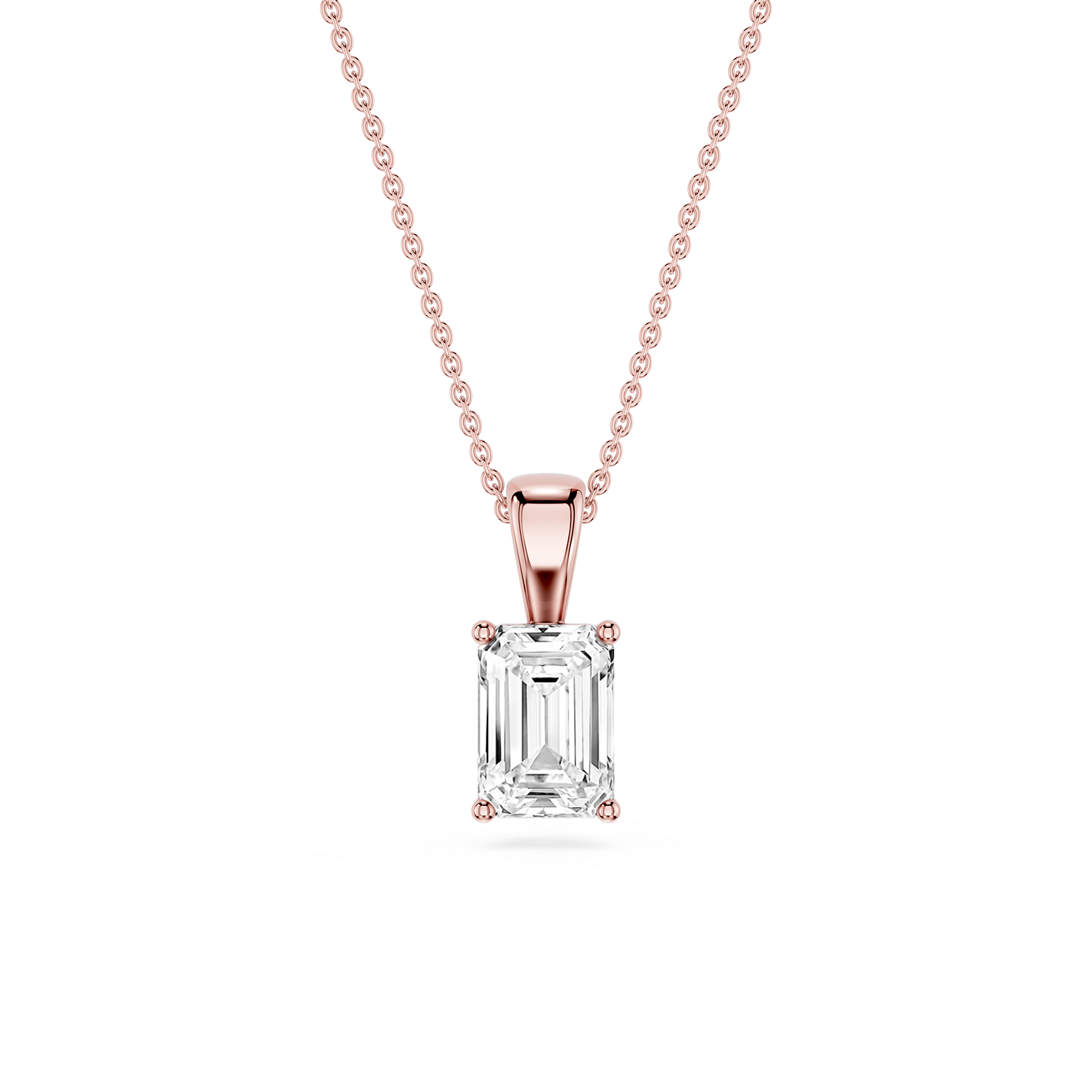 Lovea Solitär Anhänger – Smaragdschliff – Roségold