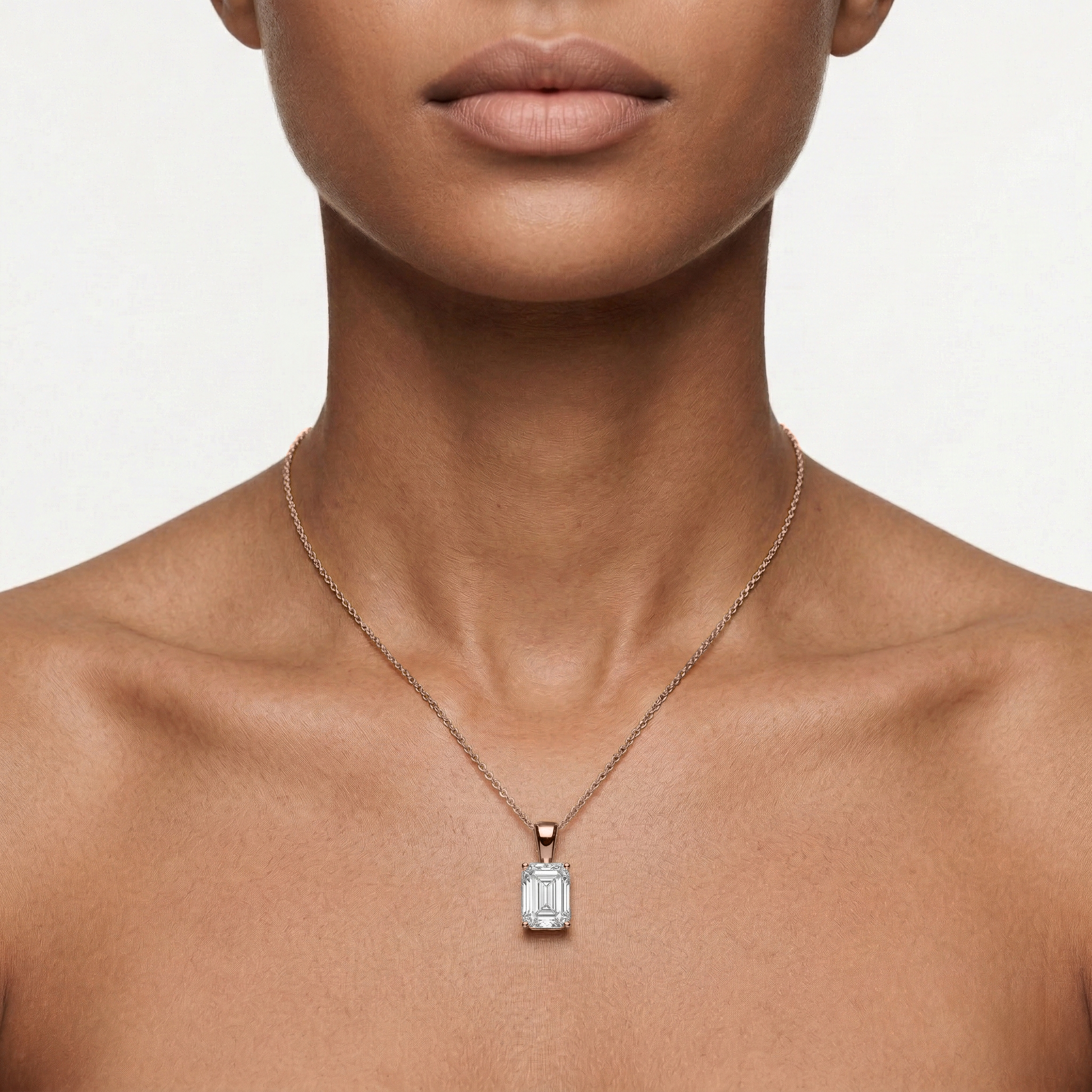 Lovea Solitär Anhänger – Smaragdschliff – Roségold