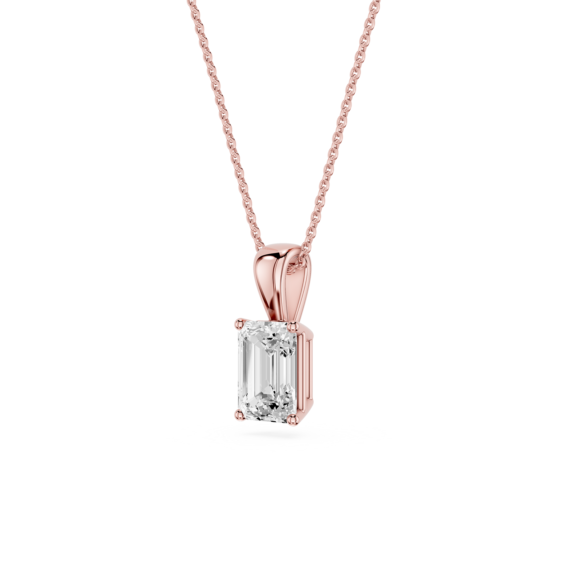 Lovea Solitär Anhänger – Smaragdschliff – Roségold