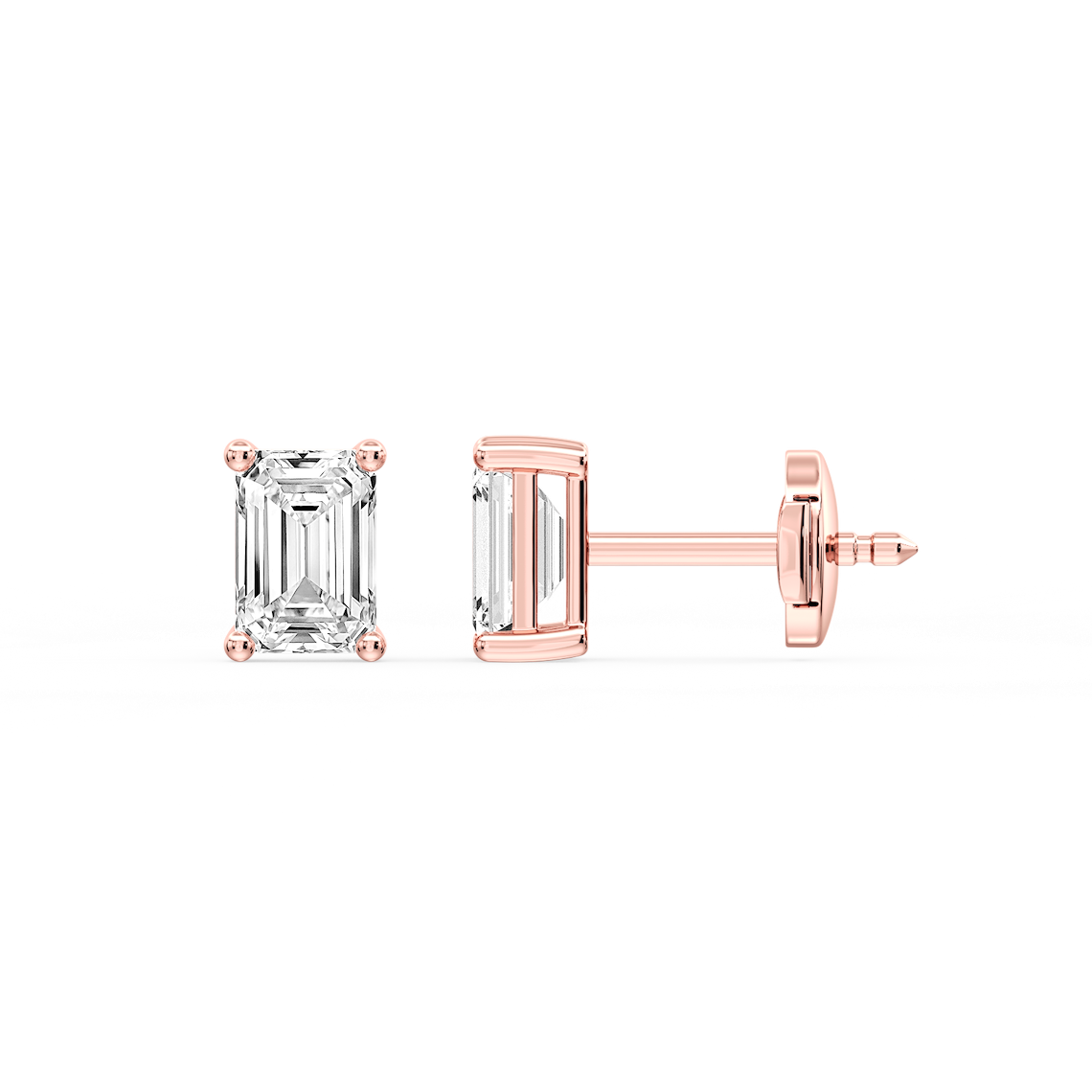 Lovea Classic Ohrstecker Sicherheitsverschluss – Smaragdschliff – Roségold