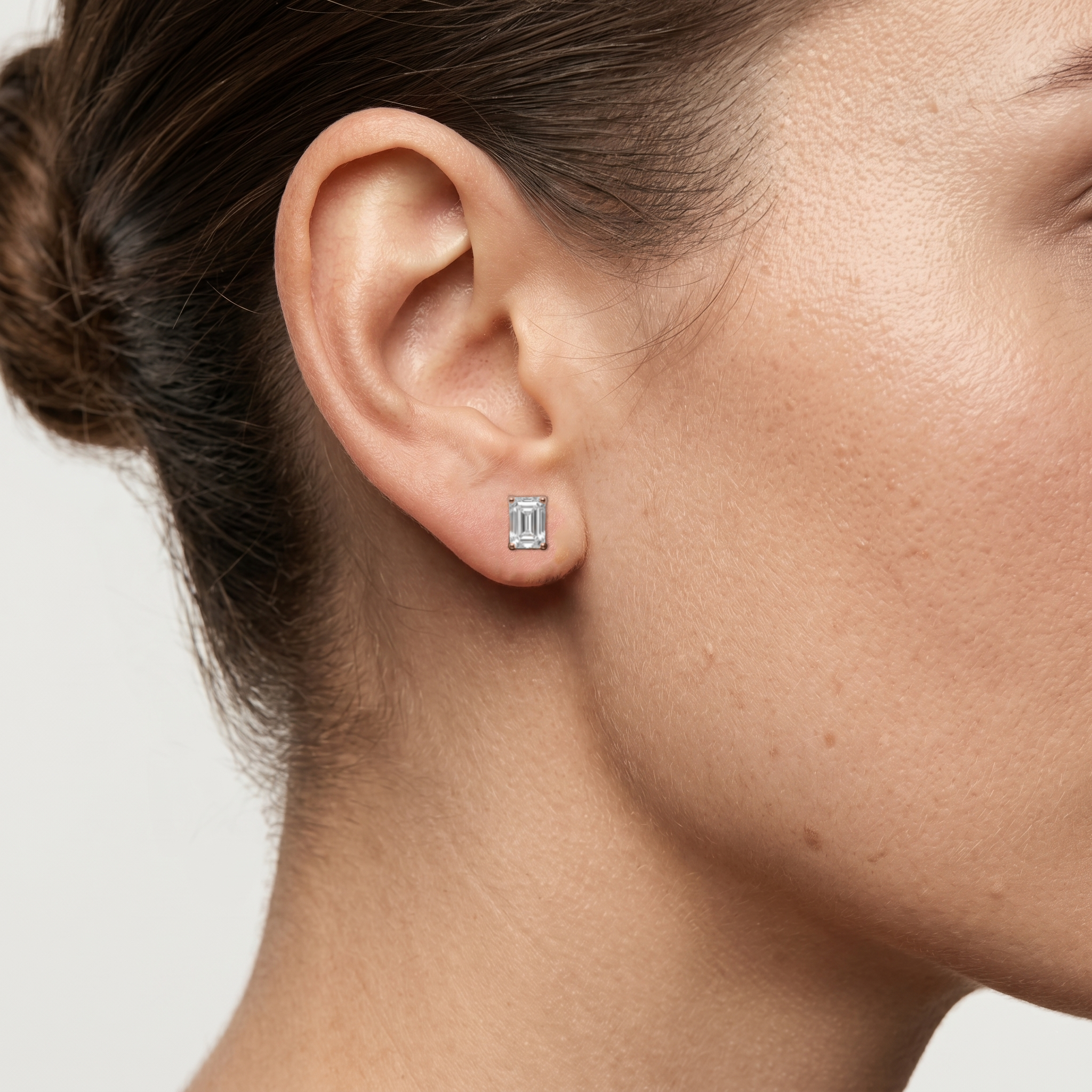 Lovea Classic Ohrstecker Sicherheitsverschluss – Smaragdschliff – Roségold