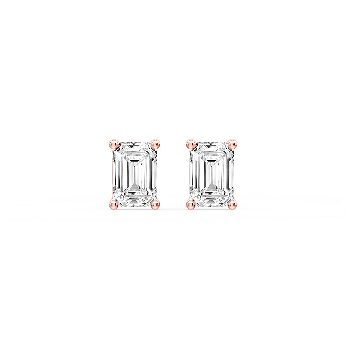 Lovea Classic Ohrstecker Sicherheitsverschluss – Smaragdschliff – Roségold
