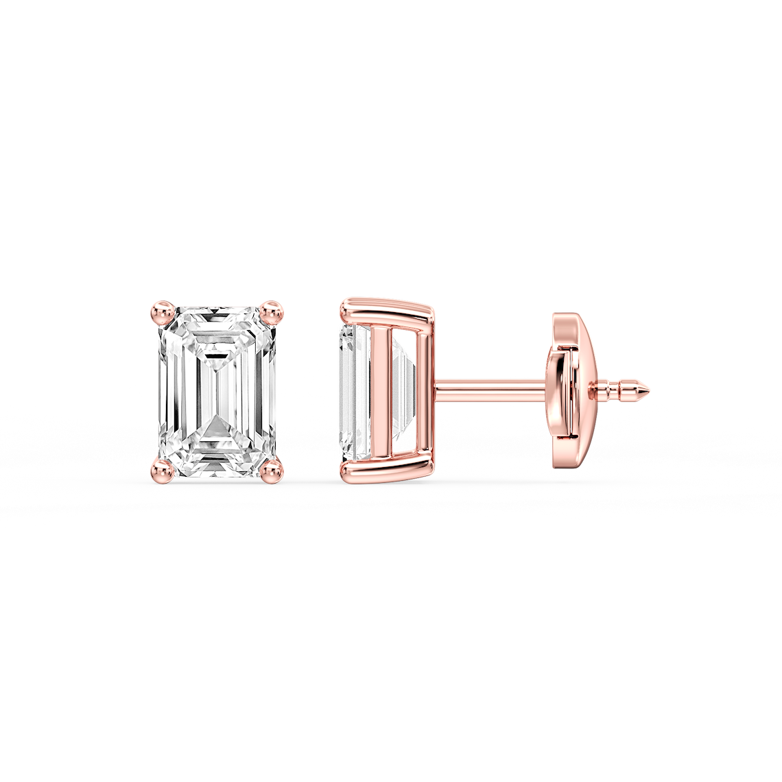 Lovea Classic Ohrstecker Sicherheitsverschluss – Smaragdschliff – Roségold