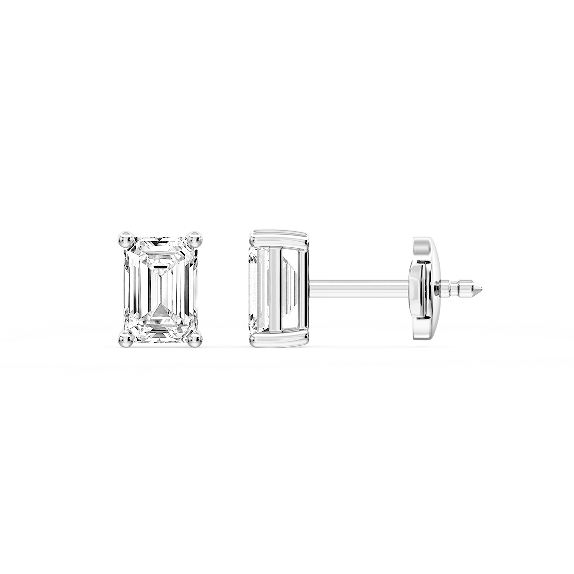 Lovea Classic Ohrstecker Sicherheitsverschluss – Smaragdschliff – Weißgold