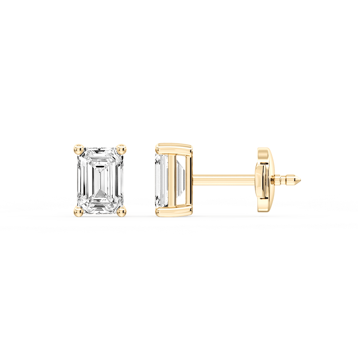 Lovea Classic Ohrstecker Sicherheitsverschluss – Smaragdschliff – Gelbgold