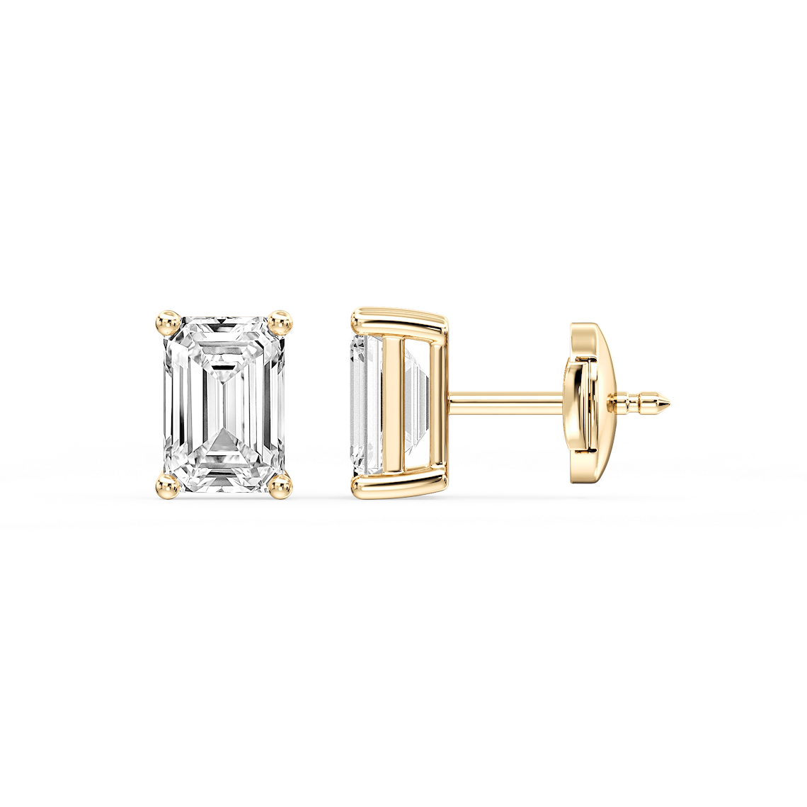 Lovea Classic Ohrstecker Sicherheitsverschluss – Smaragdschliff – Gelbgold
