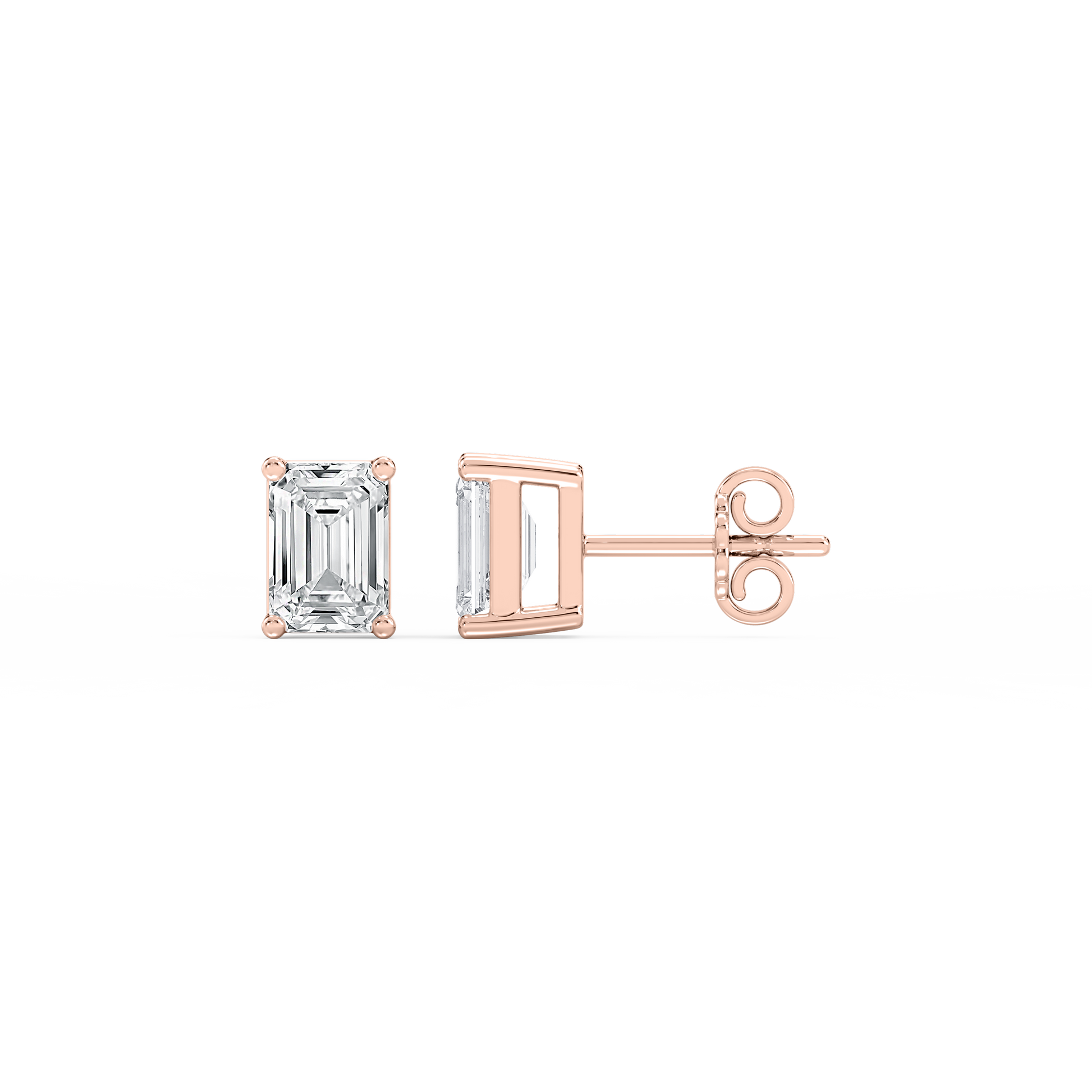 Lovea Classic Ohrstecker Steckverschluss – Smaragdschliff – Roségold