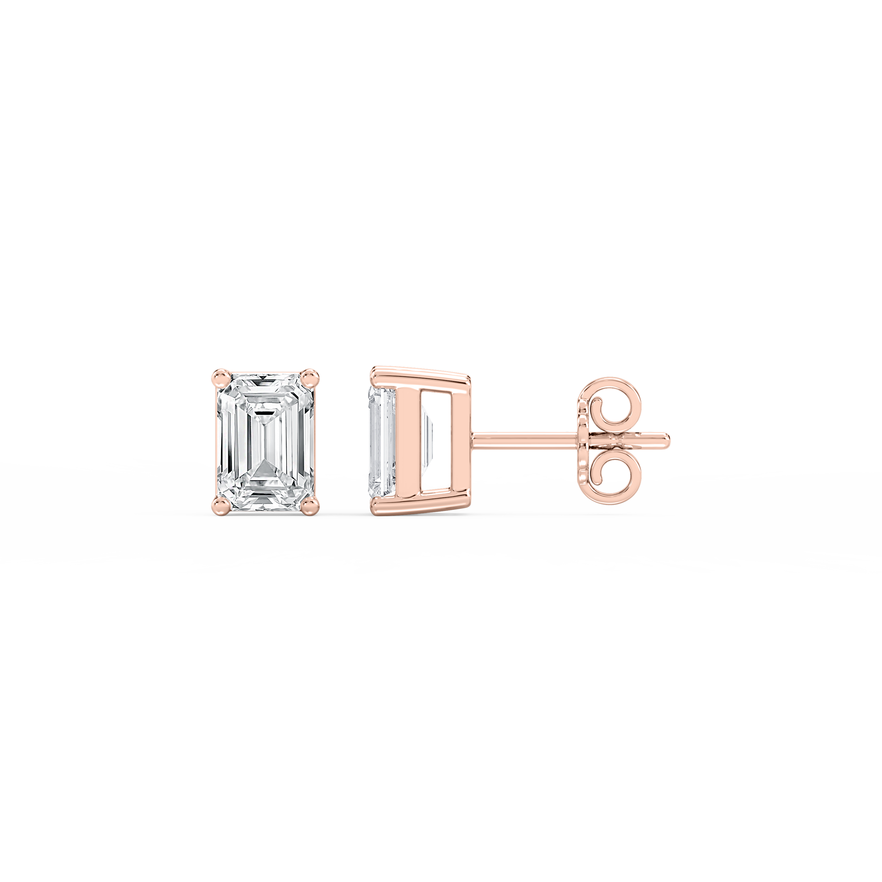 Lovea Classic Ohrstecker Steckverschluss – Smaragdschliff – Roségold