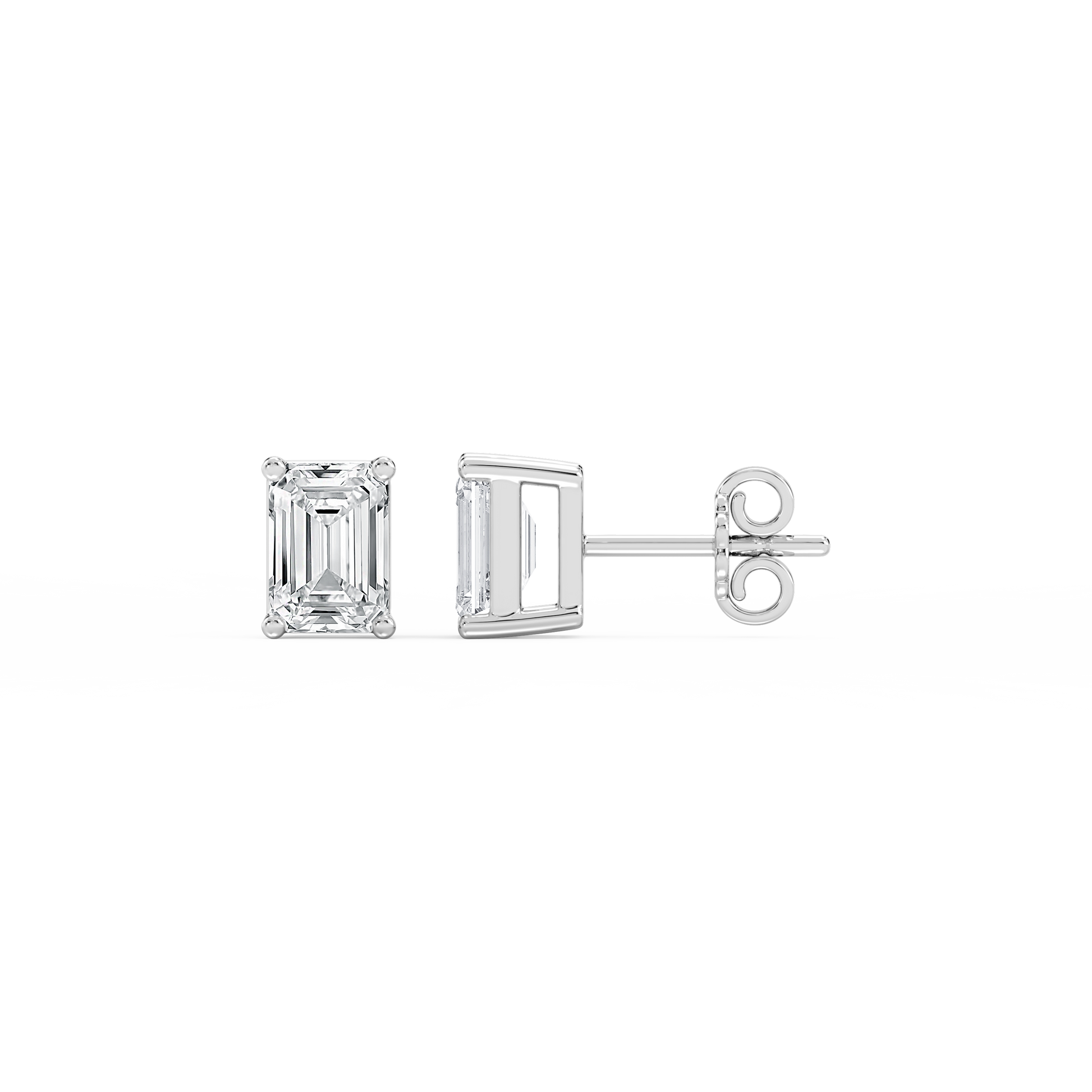 Lovea Classic Ohrstecker Steckverschluss – Smaragdschliff – Weißgold