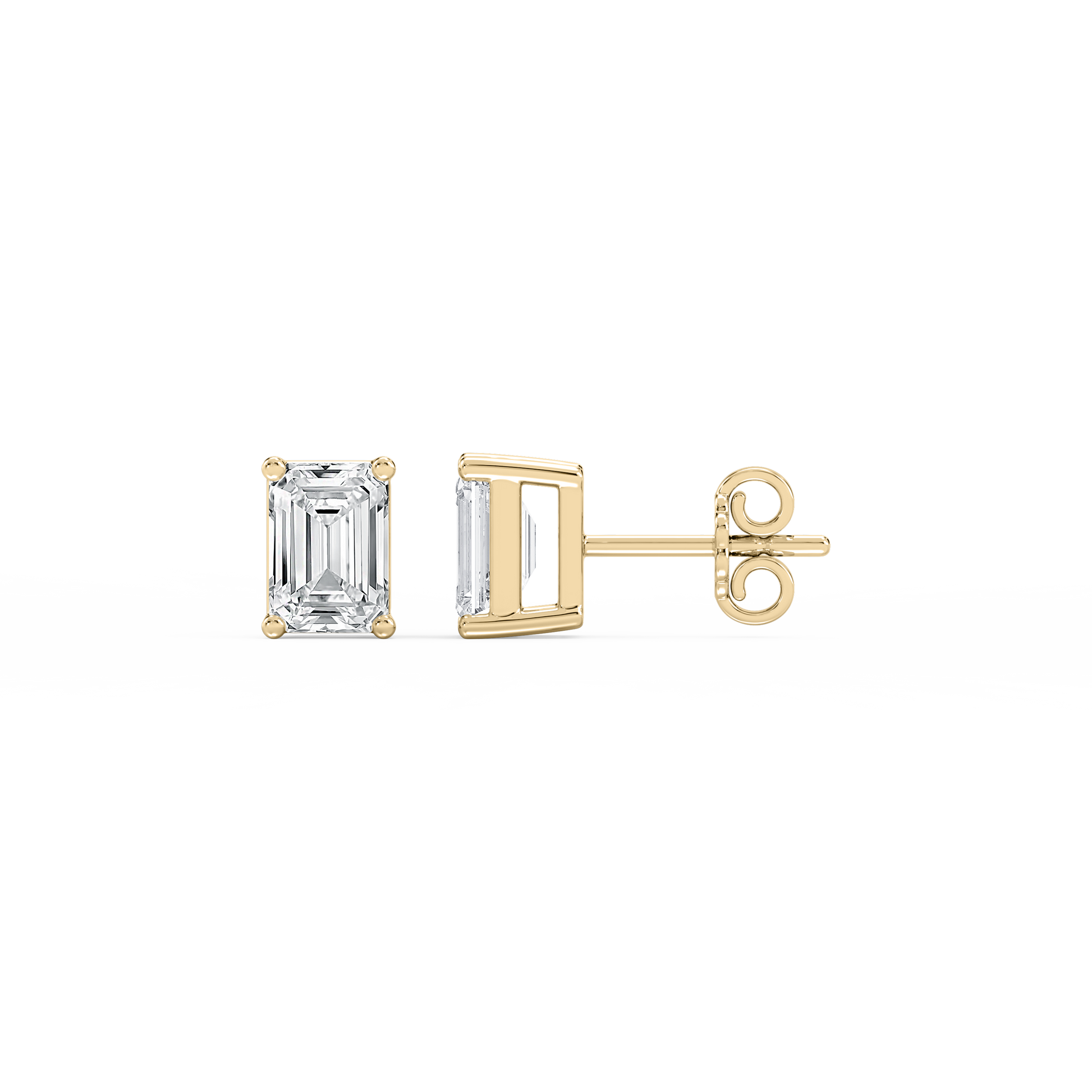 Lovea Classic Ohrstecker Steckverschluss – Smaragdschliff – Gelbgold