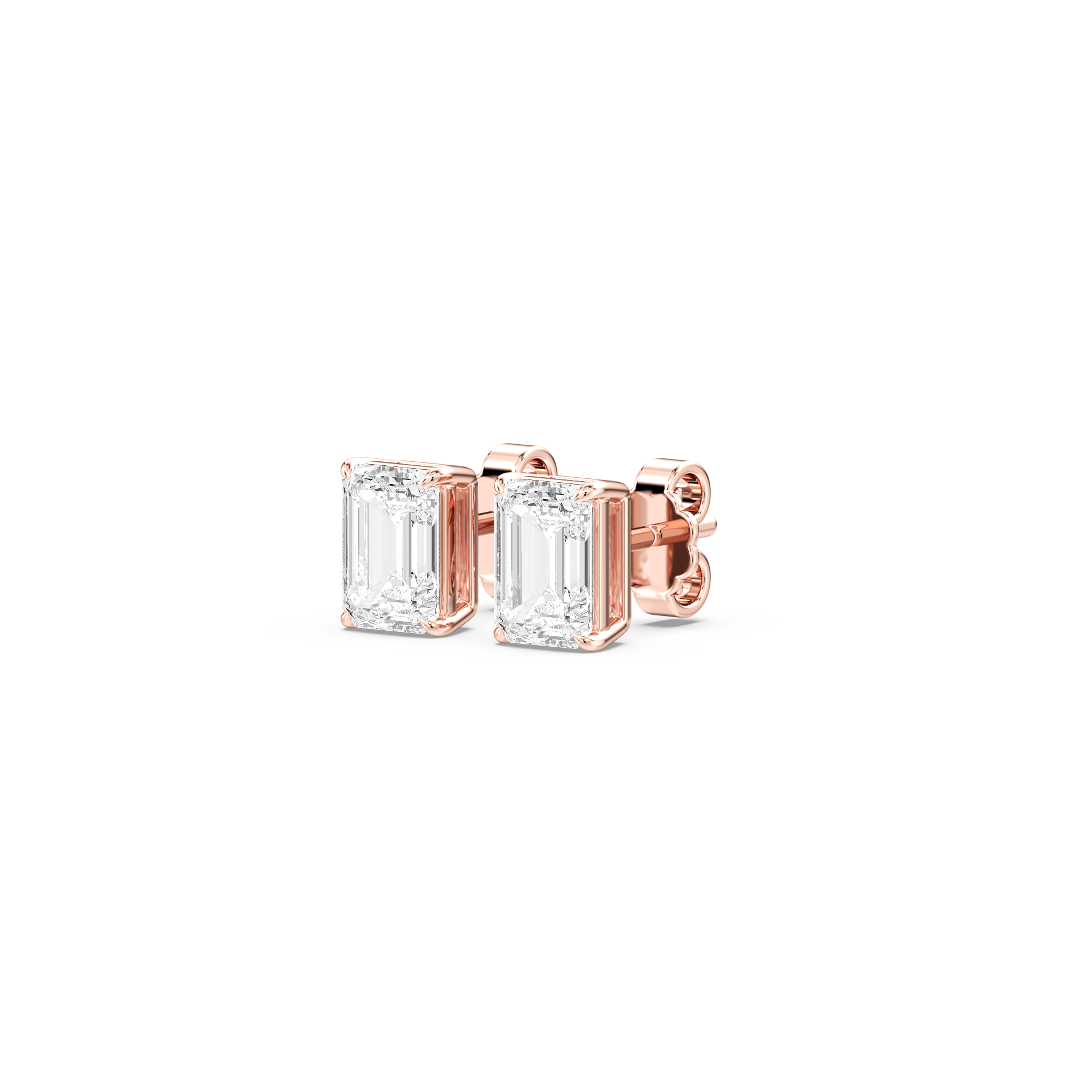 Lovea Claw Ohrstecker Steckverschluss – Smaragdschliff – Roségold