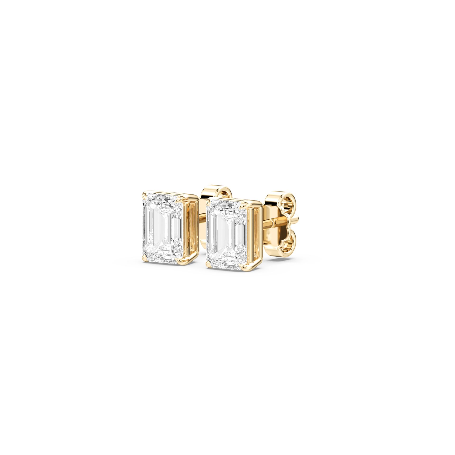 Lovea Claw Ohrstecker Steckverschluss – Smaragdschliff – Gelbgold