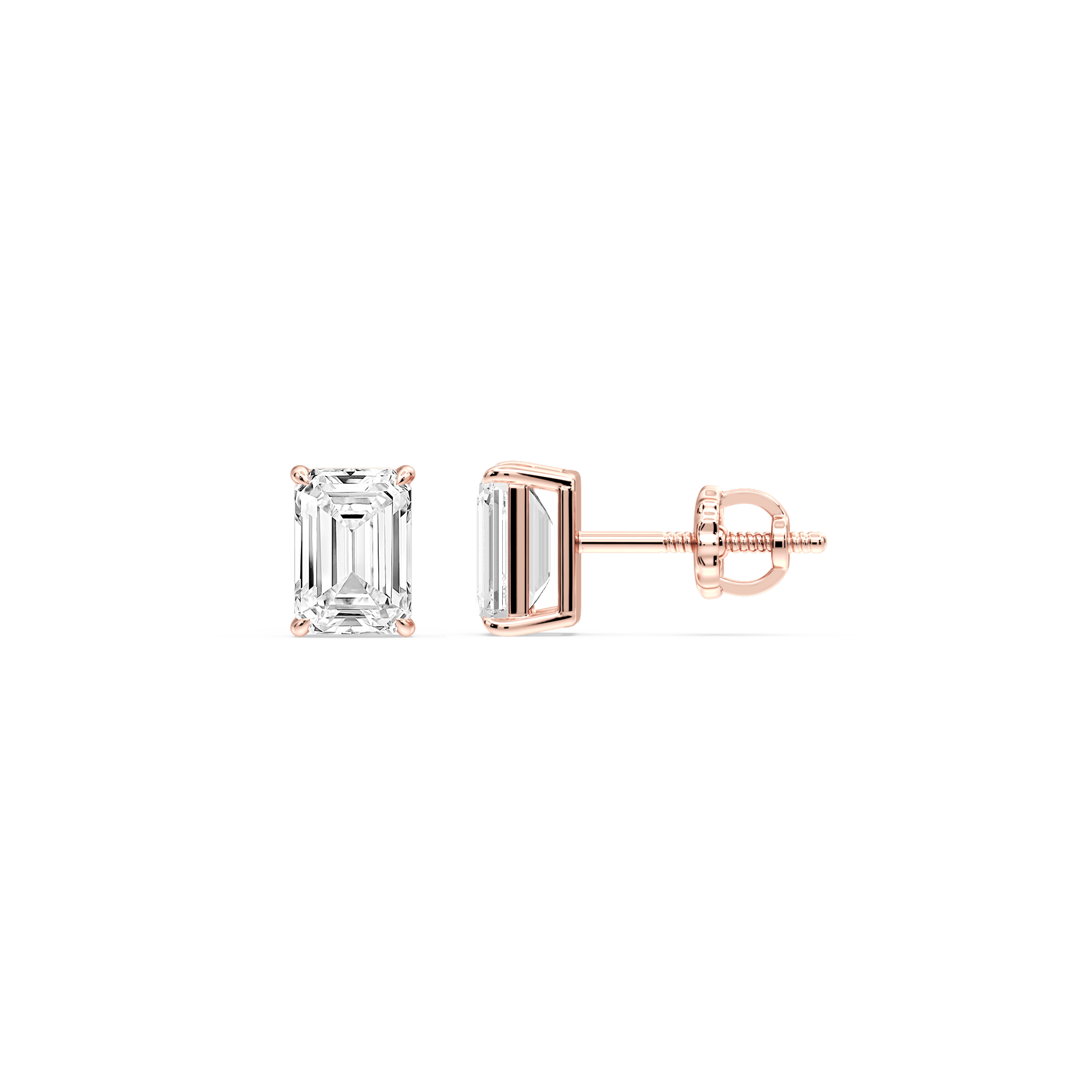 Lovea Claw Ohrstecker Schraubverschluss – Smaragdschliff – Roségold