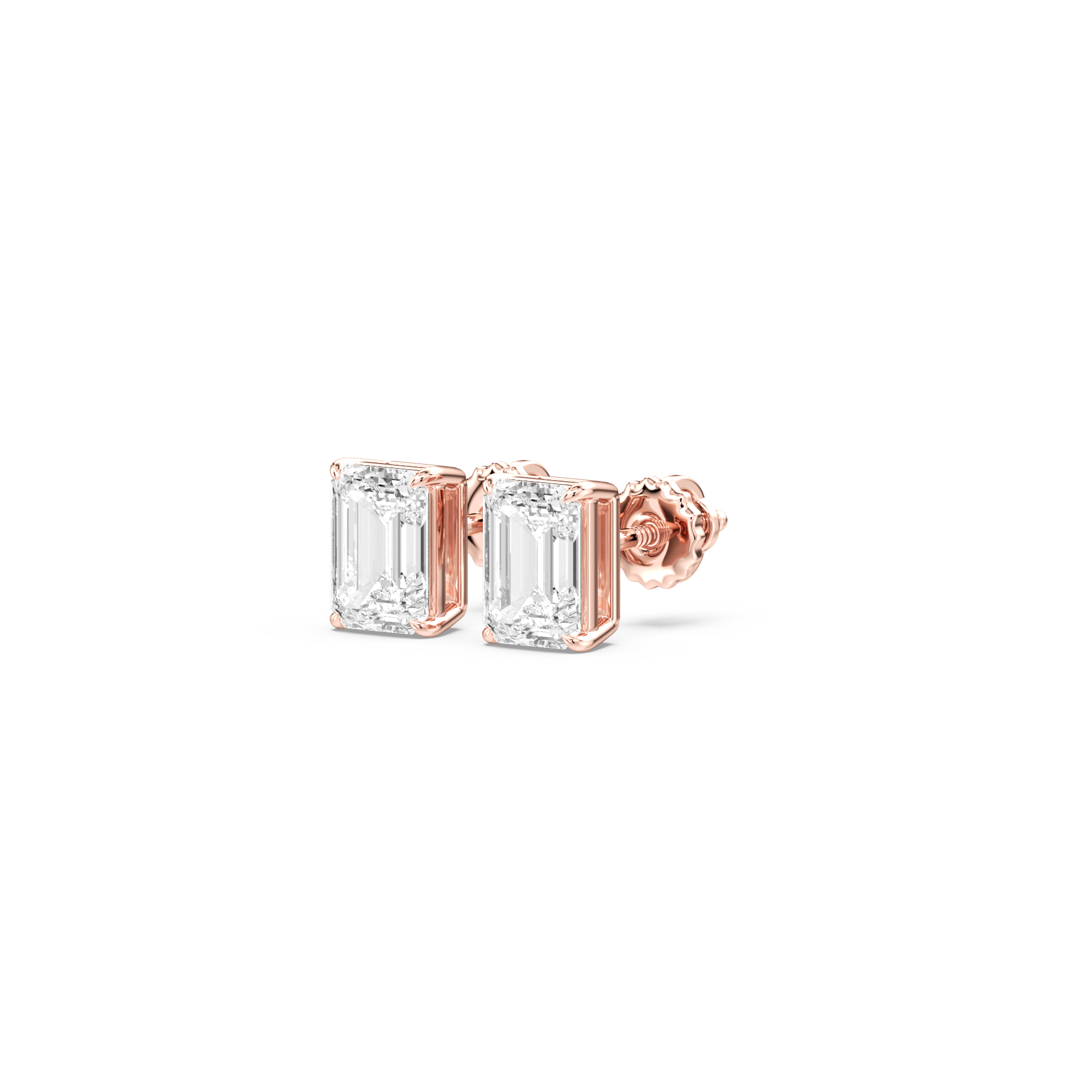 Lovea Claw Ohrstecker Schraubverschluss – Smaragdschliff – Roségold