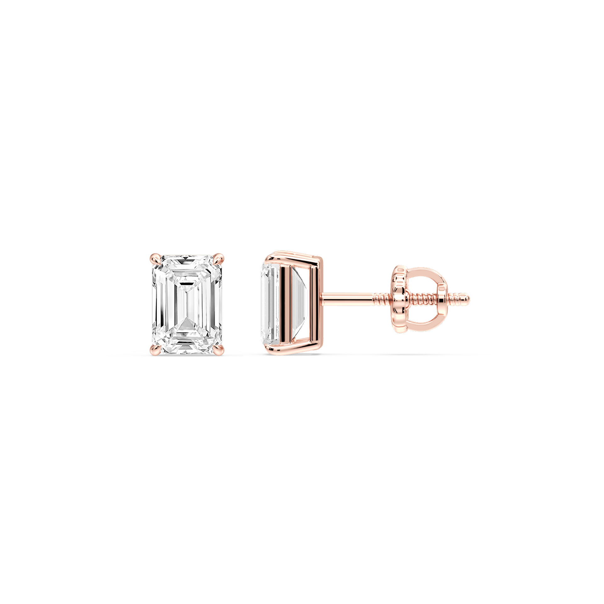 Lovea Claw Ohrstecker Schraubverschluss – Smaragdschliff – Roségold