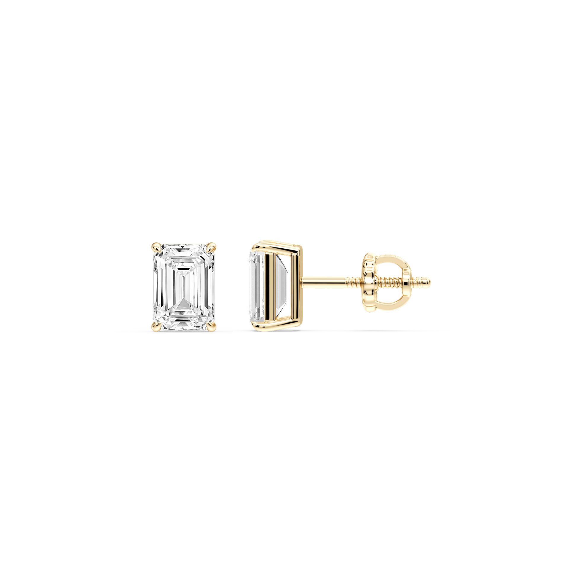 Lovea Claw Ohrstecker Schraubverschluss – Smaragdschliff – Gelbgold