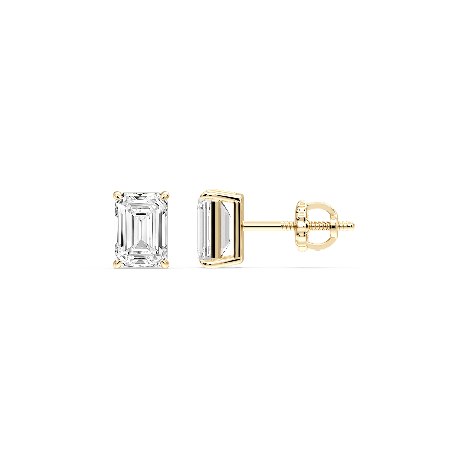 Lovea Claw Ohrstecker Schraubverschluss – Smaragdschliff – Gelbgold
