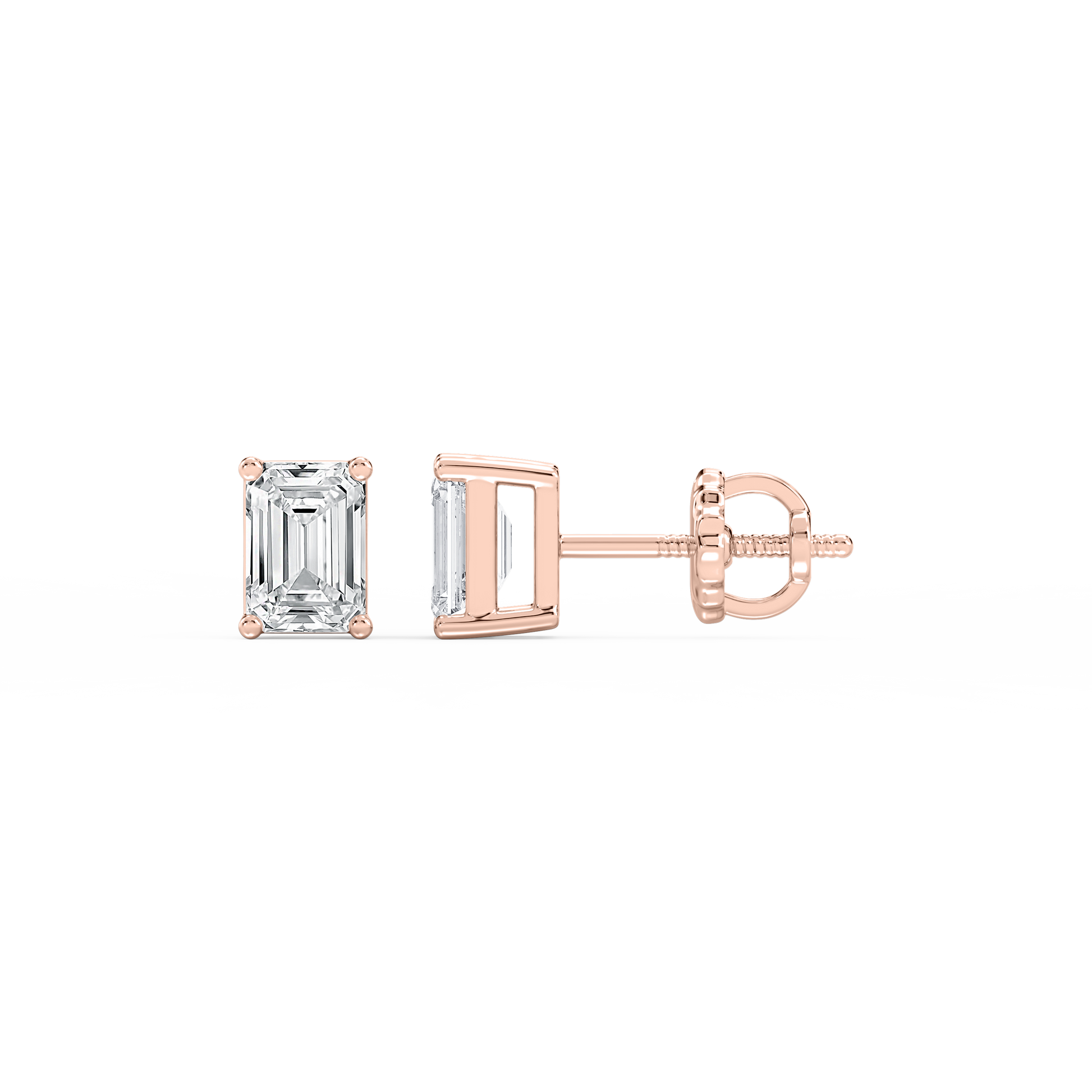 Lovea Classic Ohrstecker Schraubverschluss – Smaragdschliff – Roségold